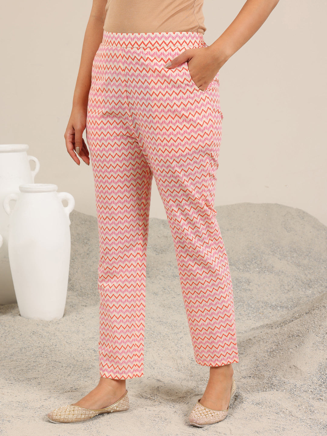  Off White Printed Pure Cotton A-Line Kurta Set 