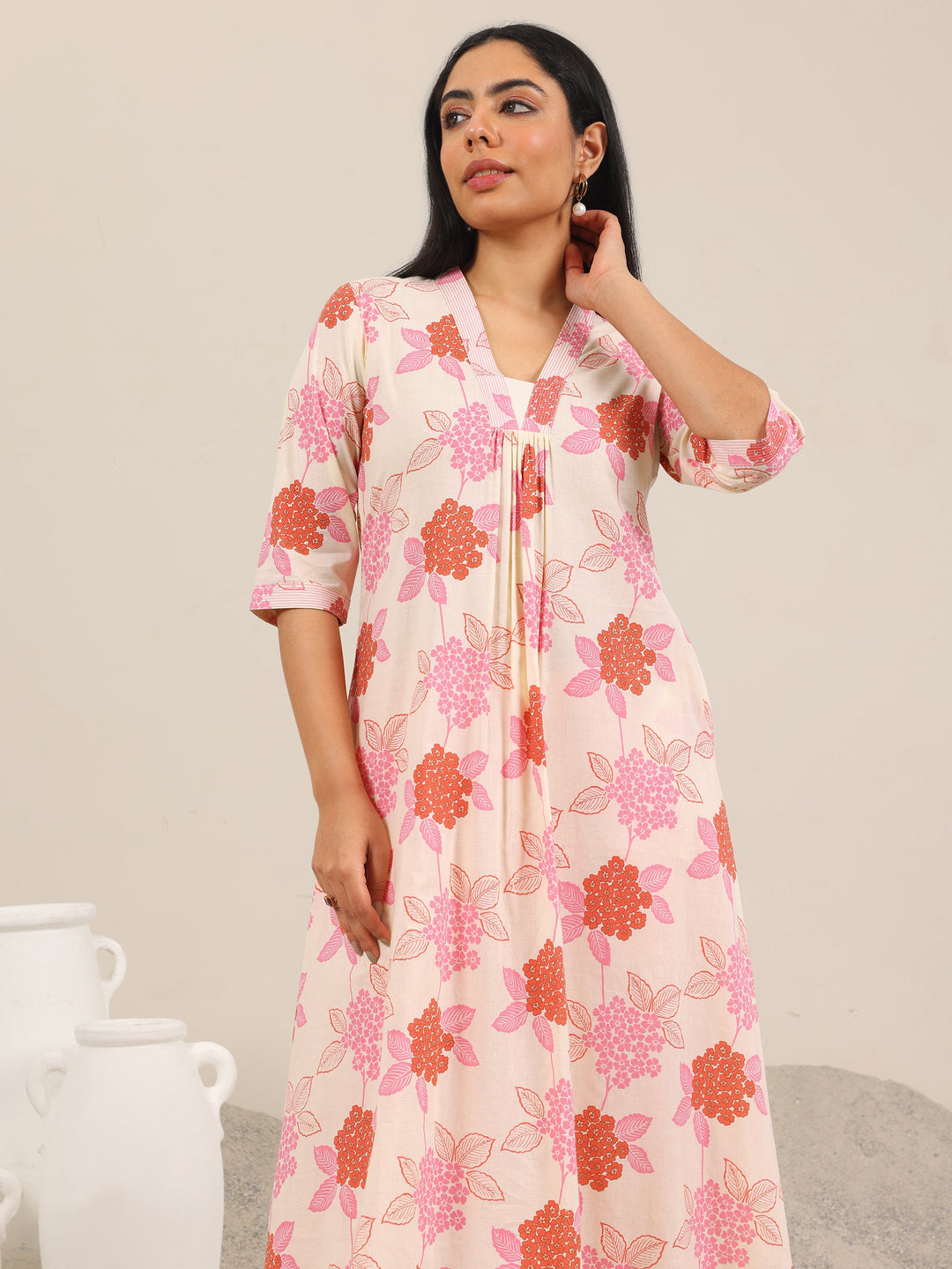  Off White Printed Pure Cotton A-Line Kurta Set 
