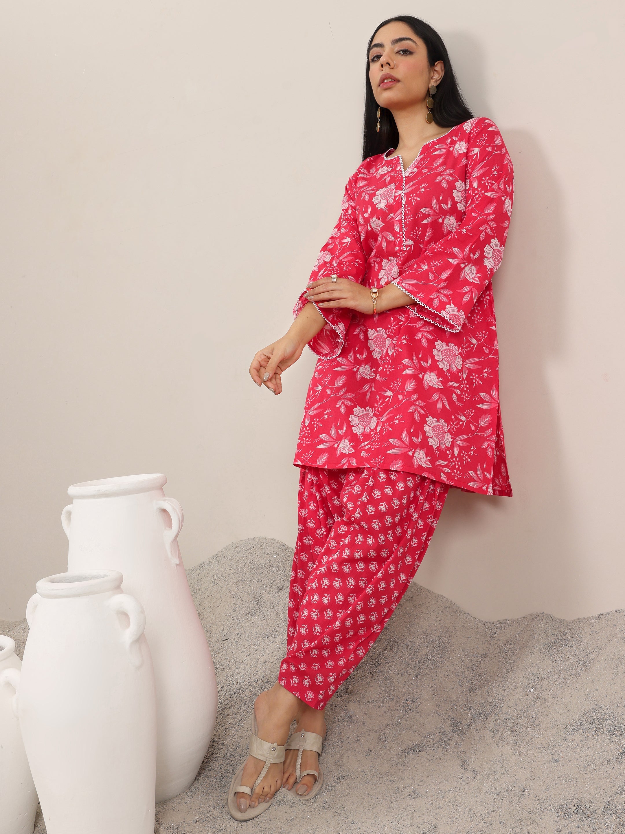libas Pink Printed Pure Cotton Straight Kurta Set-picture-25