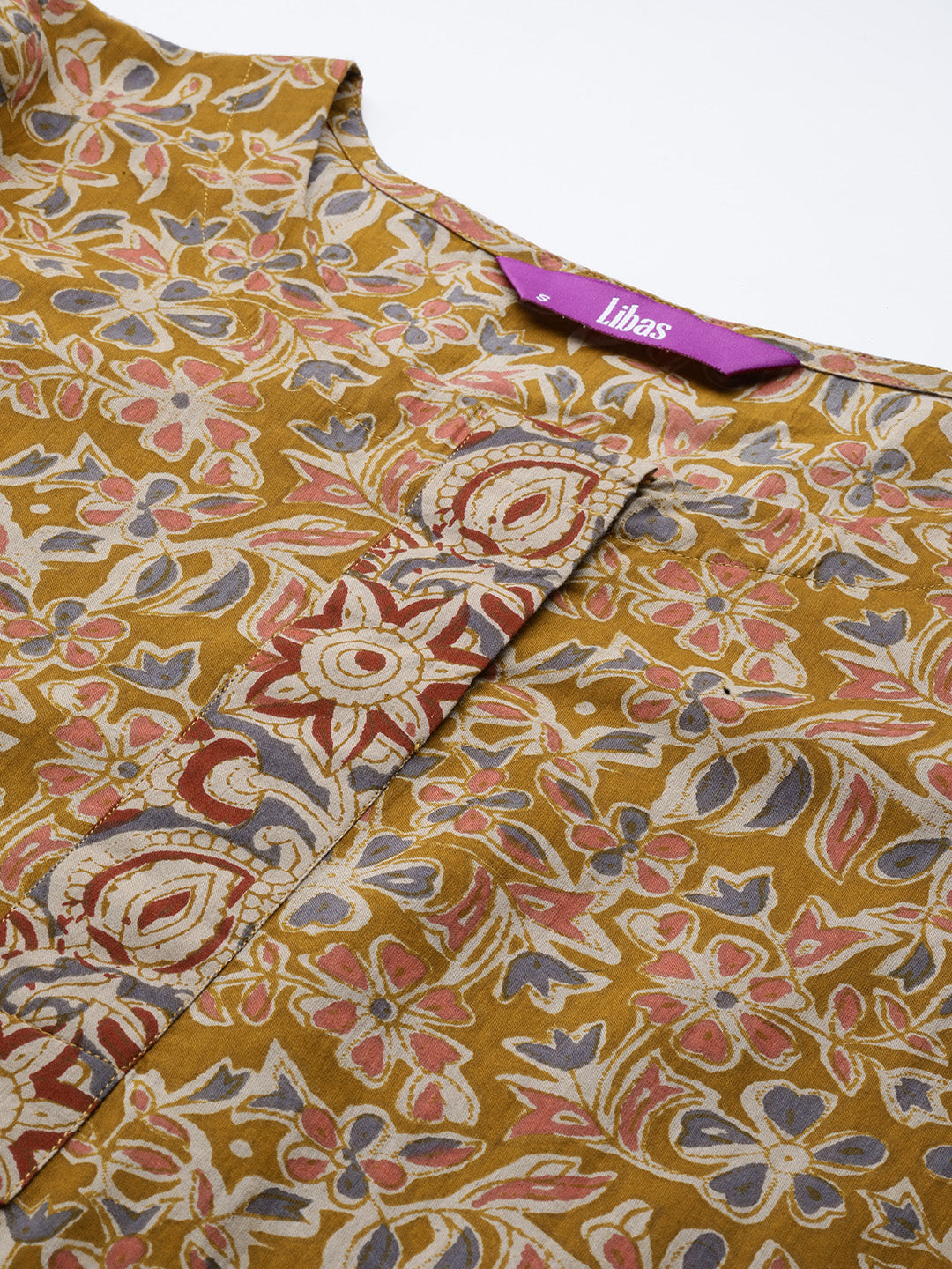  Mustard Printed Cotton Straight Suit With Dupatta 