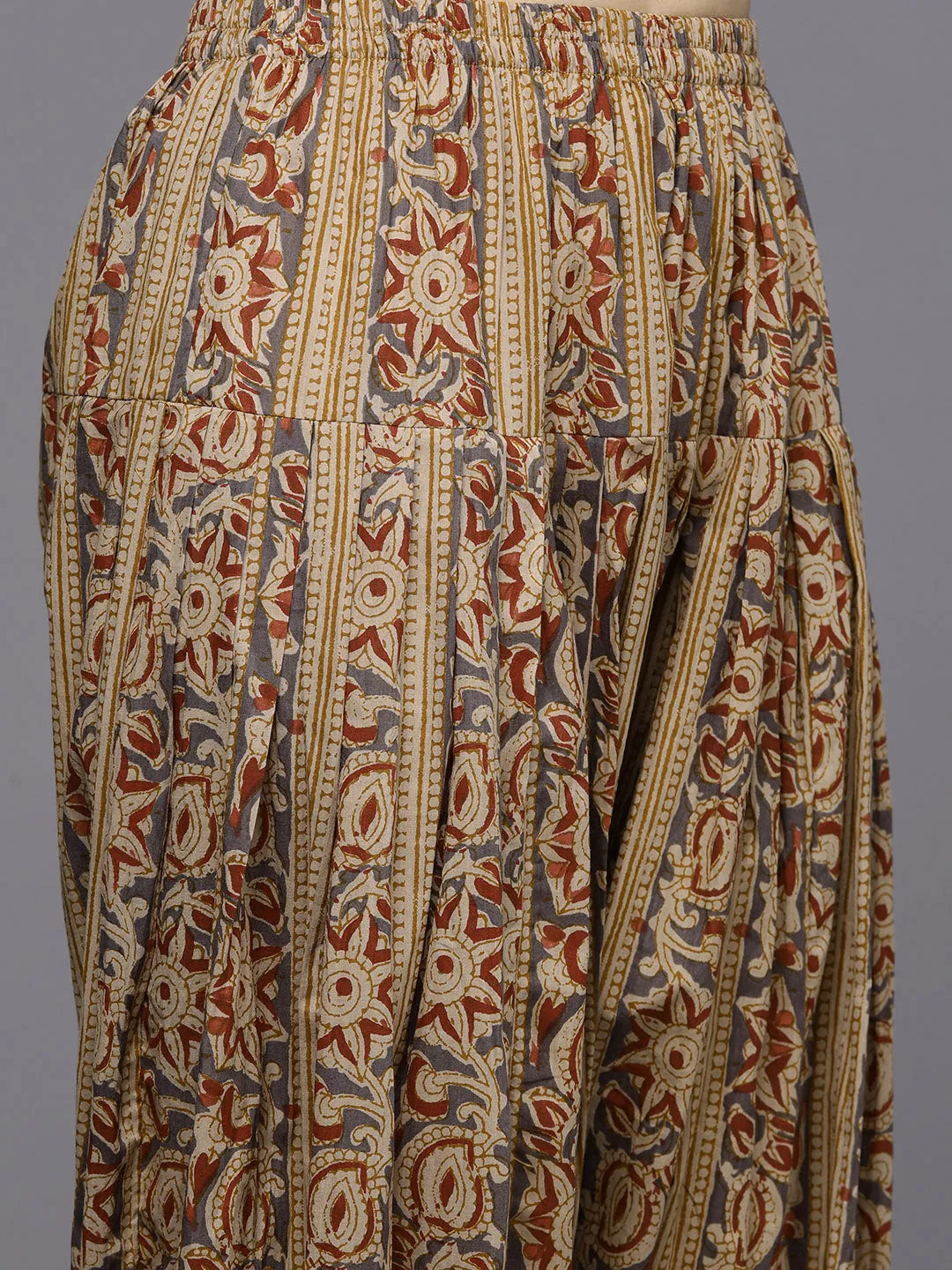  Mustard Printed Cotton Straight Suit With Dupatta 