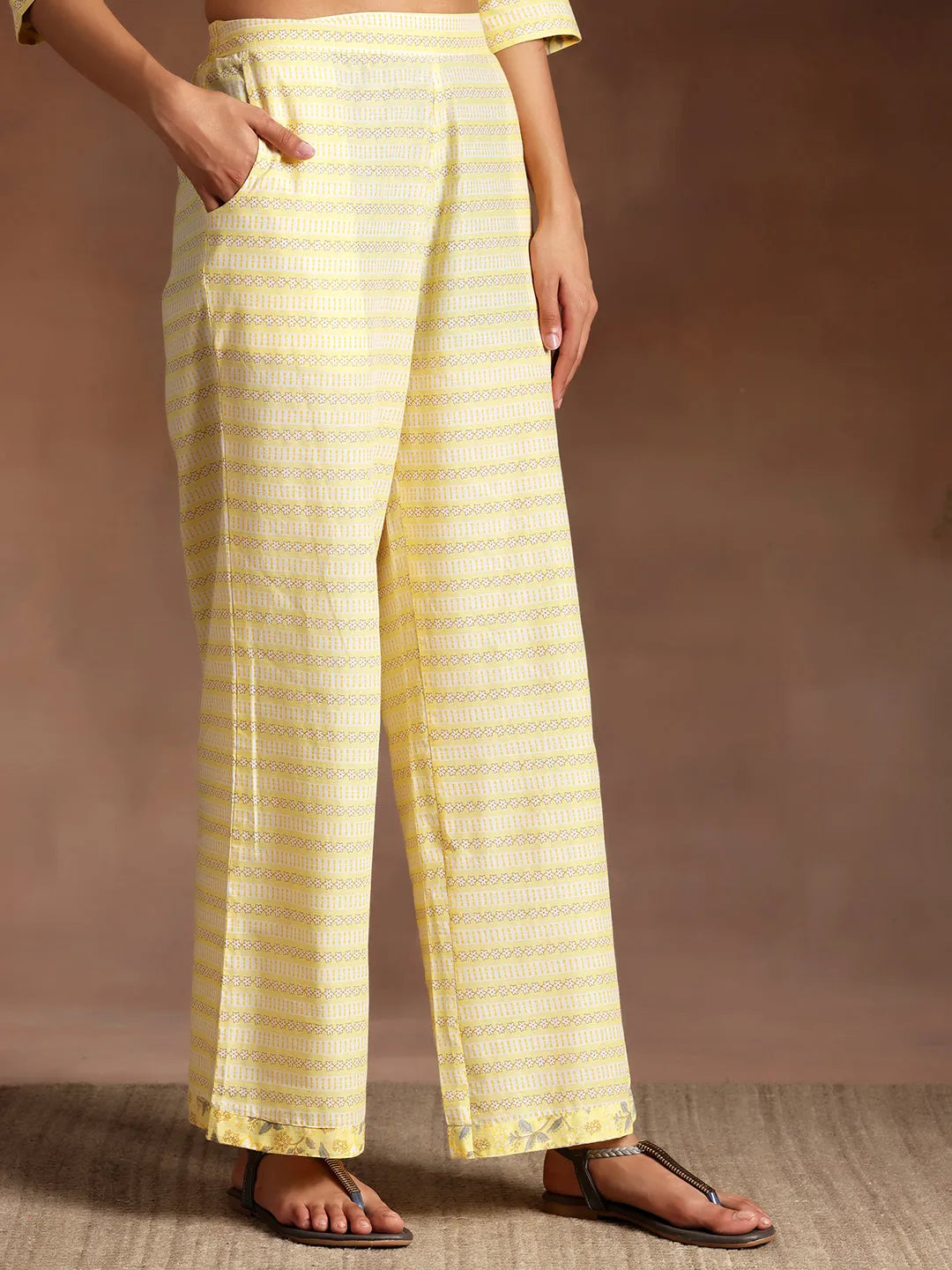  Yellow Printed Cotton Straight Suit With Dupatta 