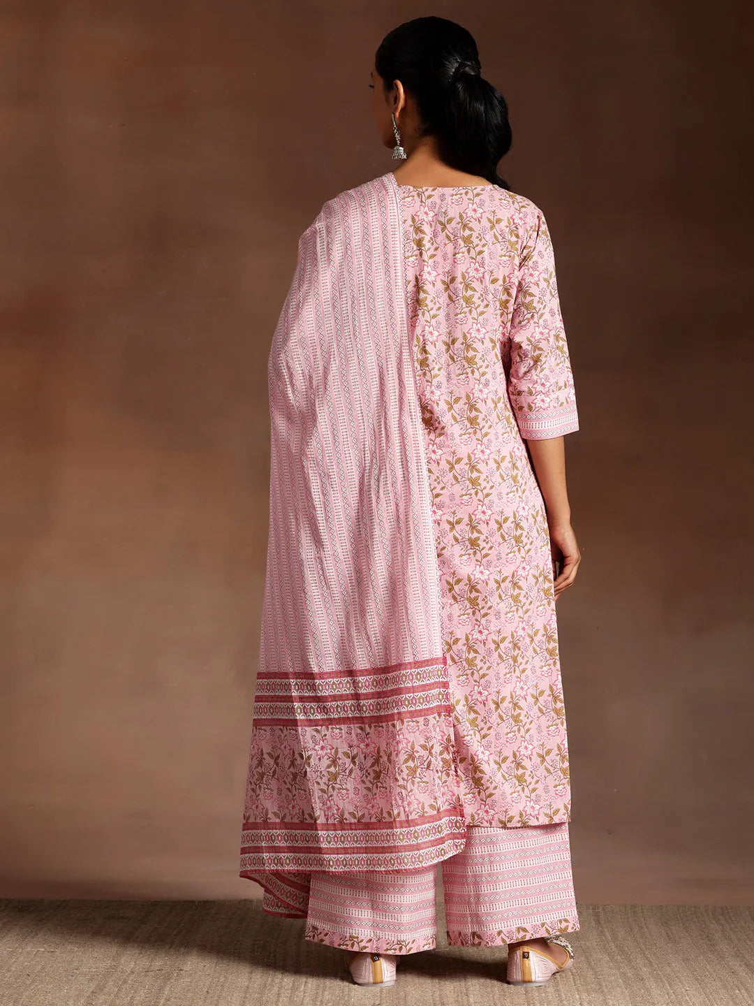  Pink Yoke Design Cotton Straight Suit With Dupatta 