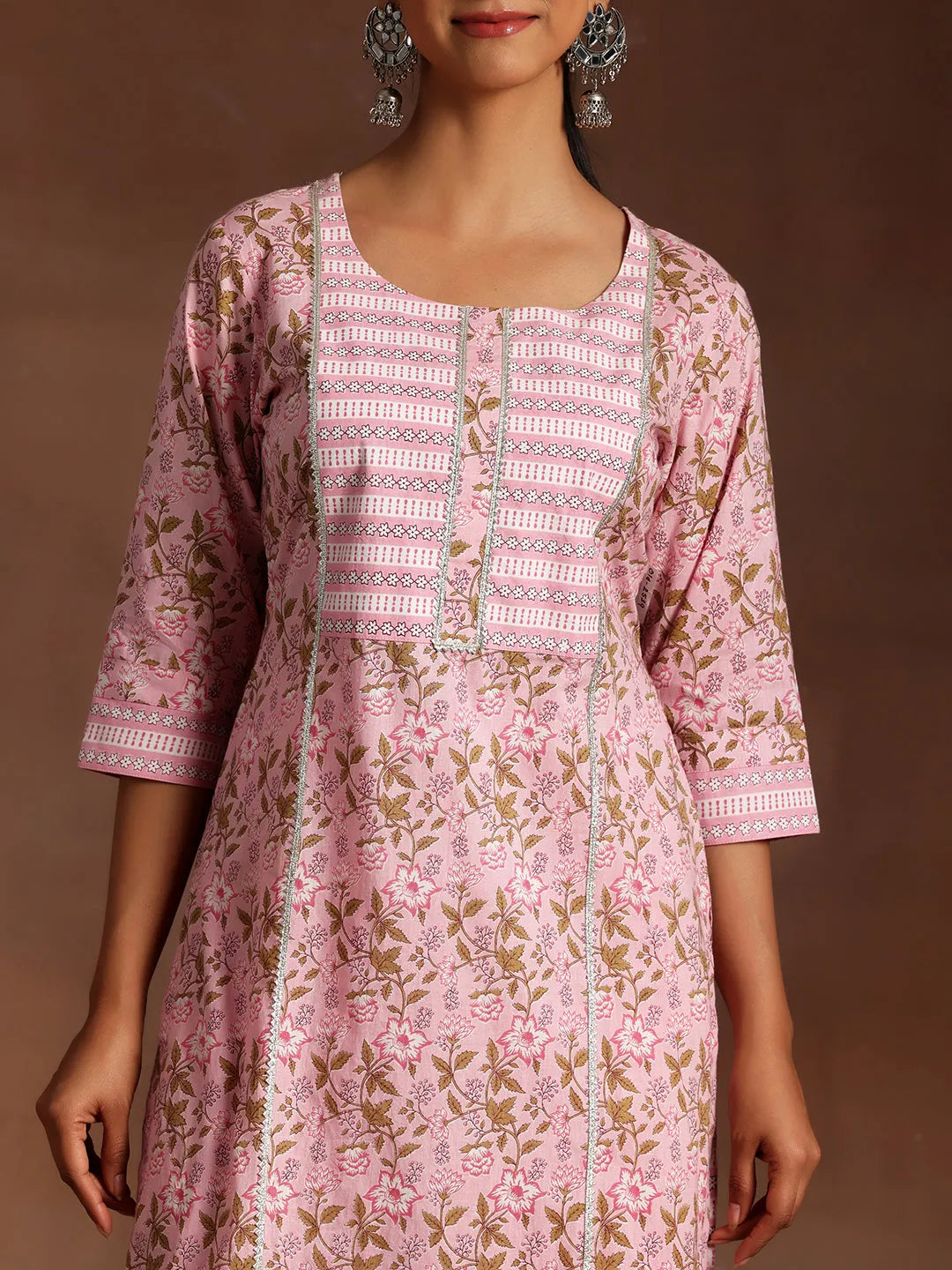  Pink Yoke Design Cotton Straight Suit With Dupatta 