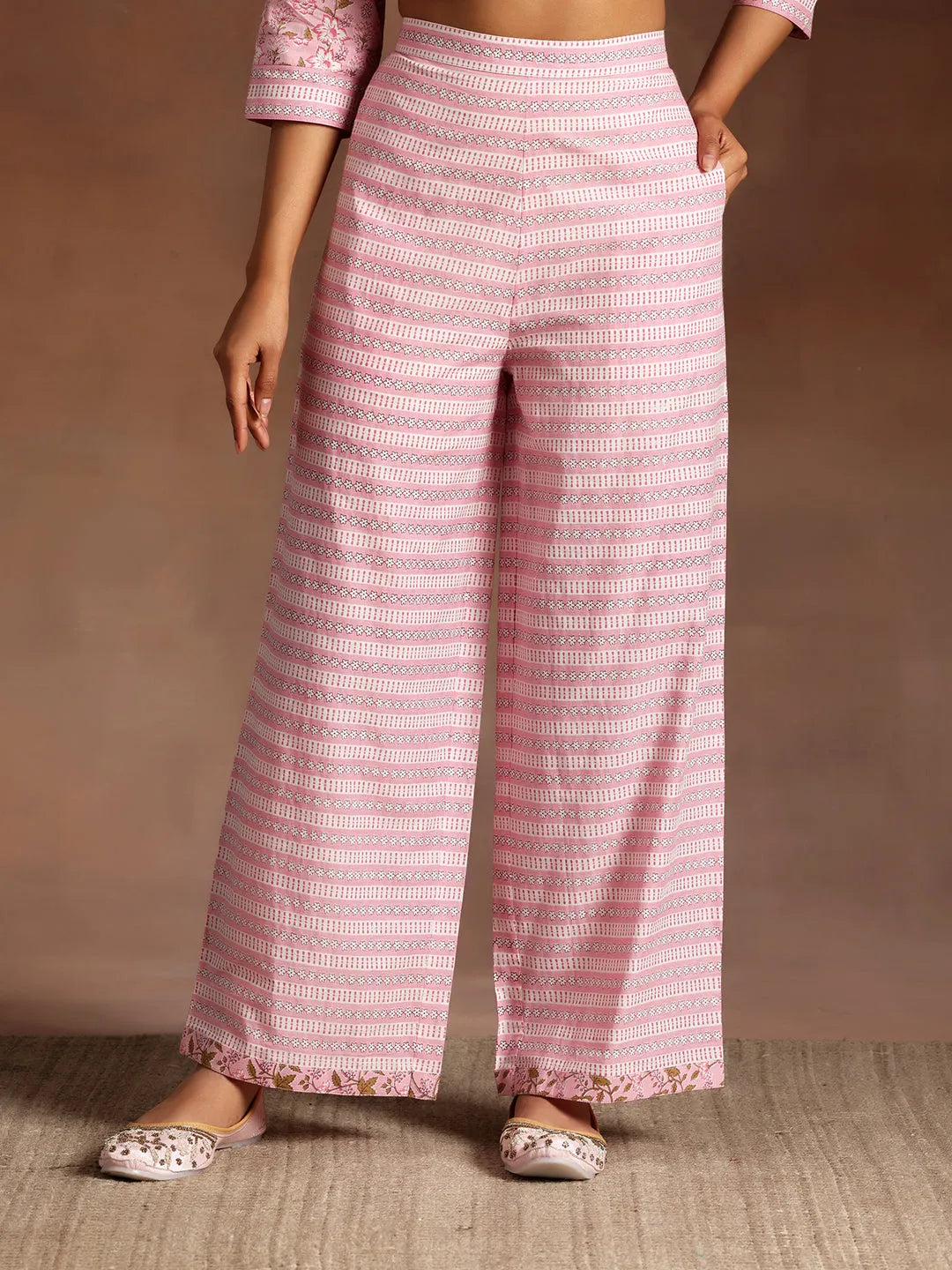  Pink Yoke Design Cotton Straight Suit With Dupatta 