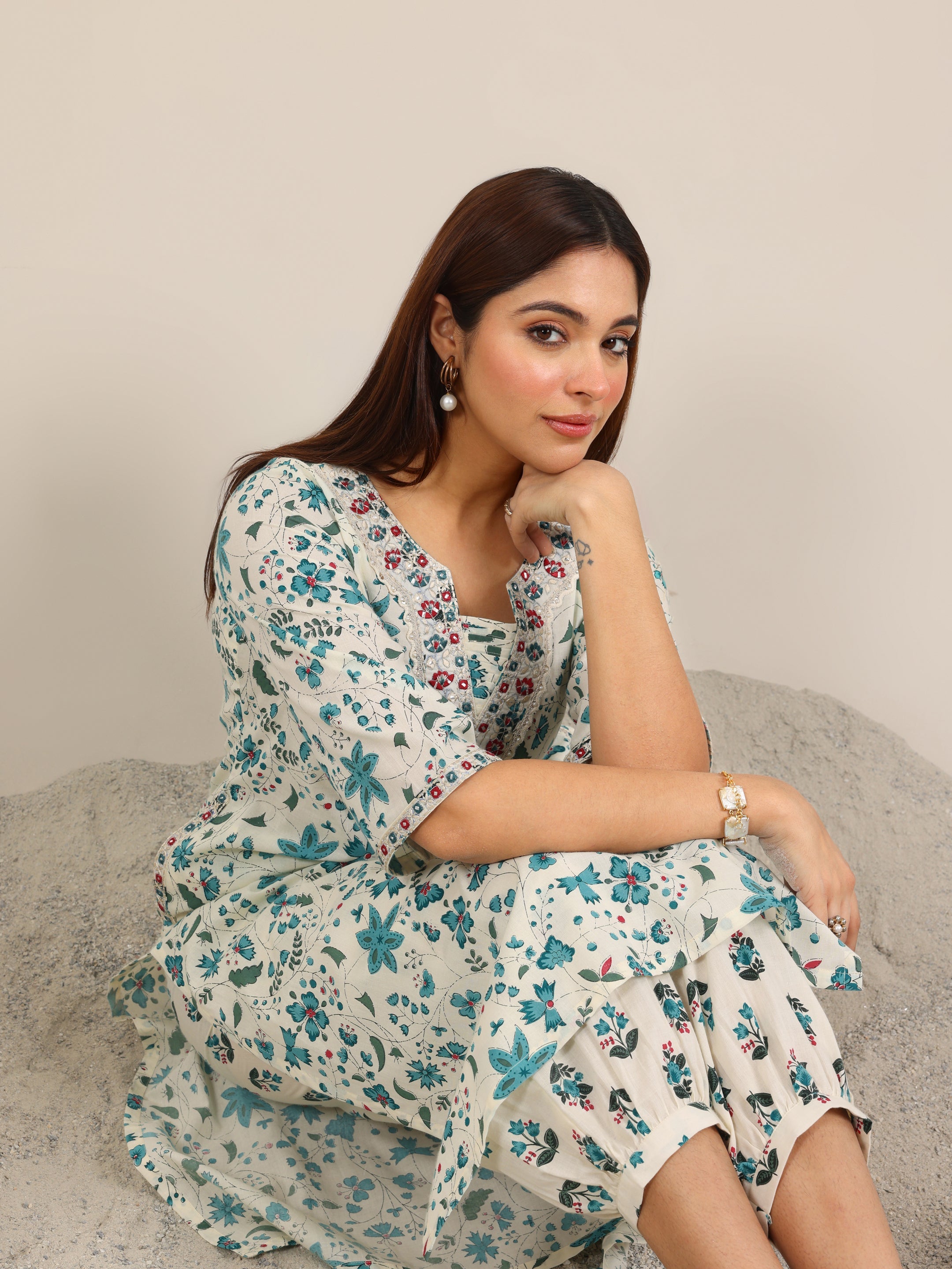 libas Off White Printed Cotton Straight Kurta Set-picture-42