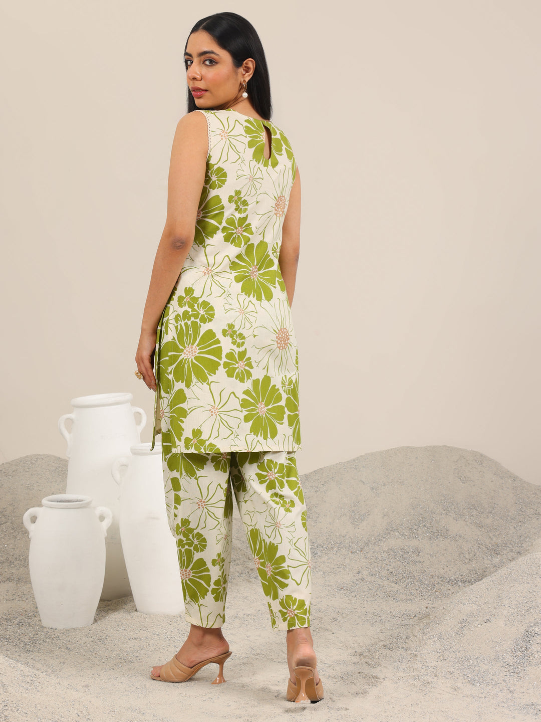  Off White Printed Cotton Blend Co-Ord Sets 