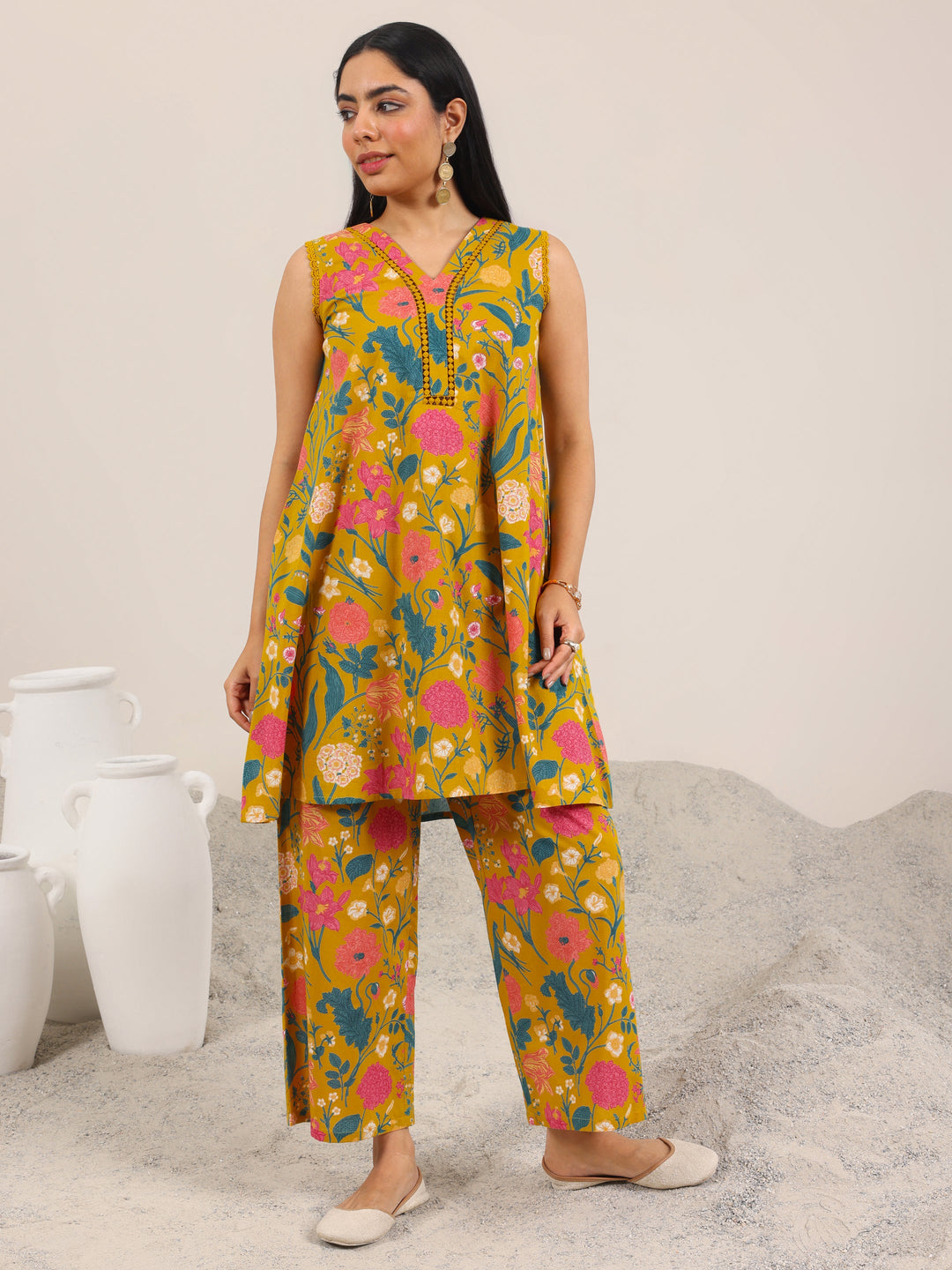  Mustard Printed Cotton Co-Ord Sets 