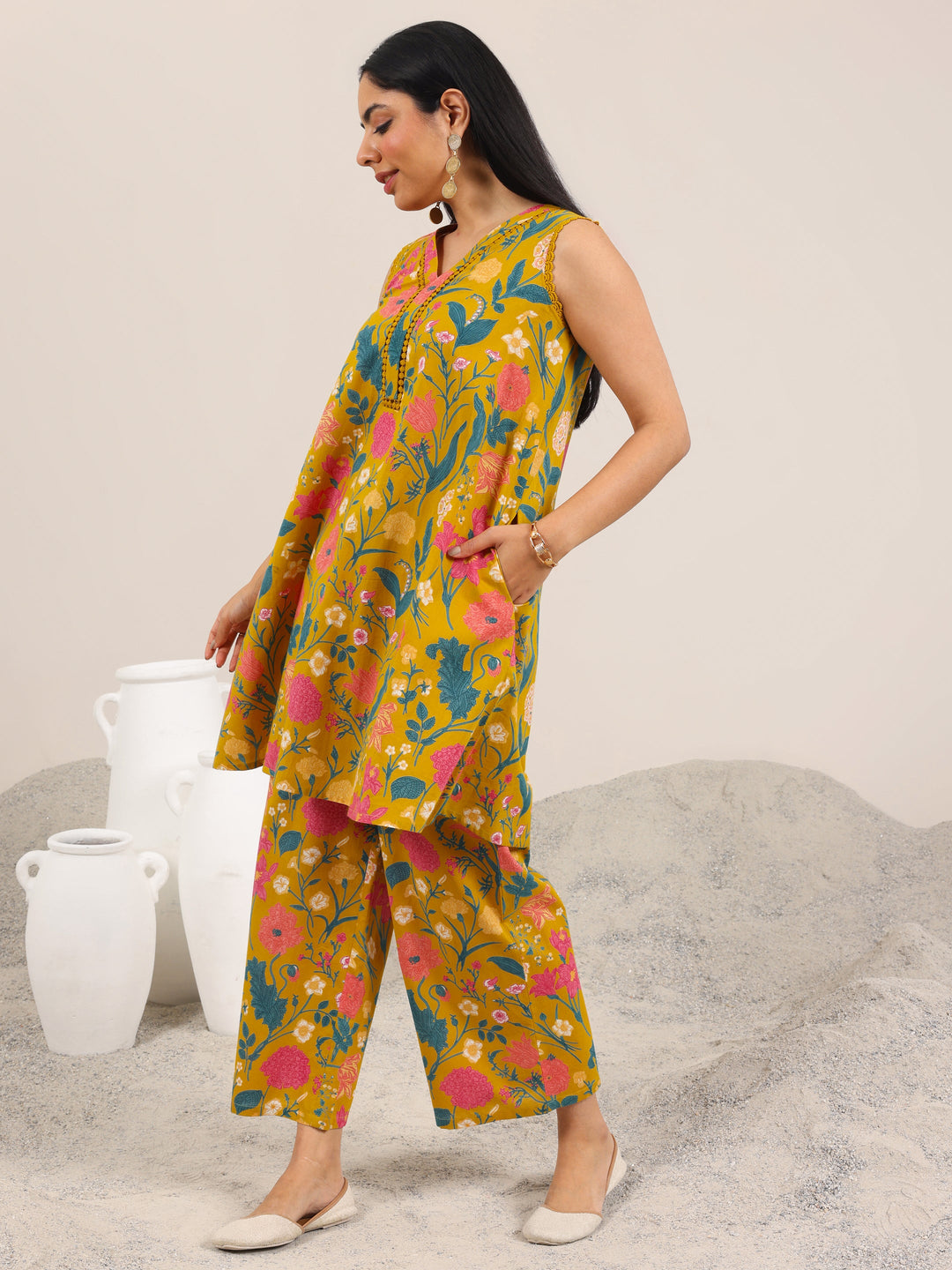  Mustard Printed Cotton Co-Ord Sets 