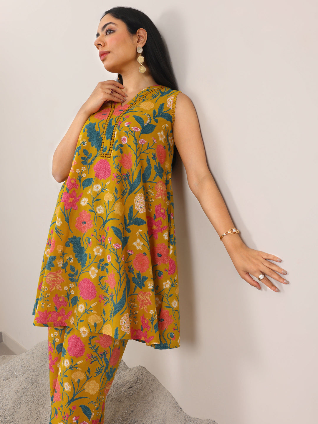  Mustard Printed Cotton Co-Ord Sets 