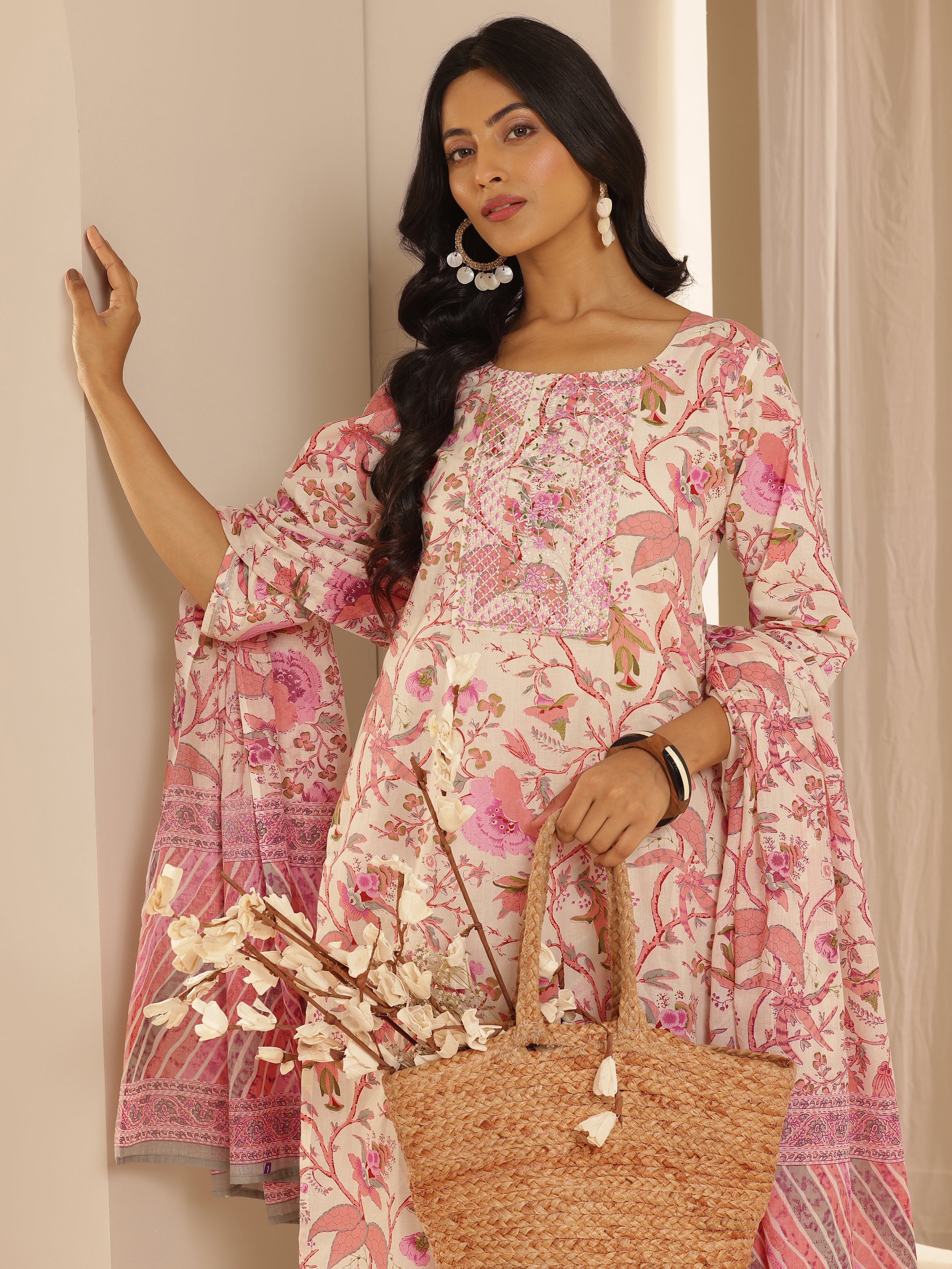 libas Pink Printed Cotton Straight Suit With Dupatta-picture-44