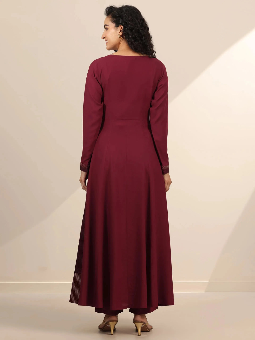  Maroon Embellished Viscose Rayon Anarkali Kurta Set 