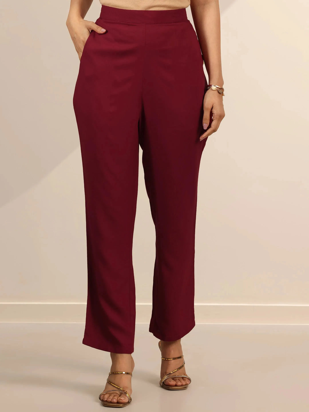  Maroon Embellished Viscose Rayon Anarkali Kurta Set 