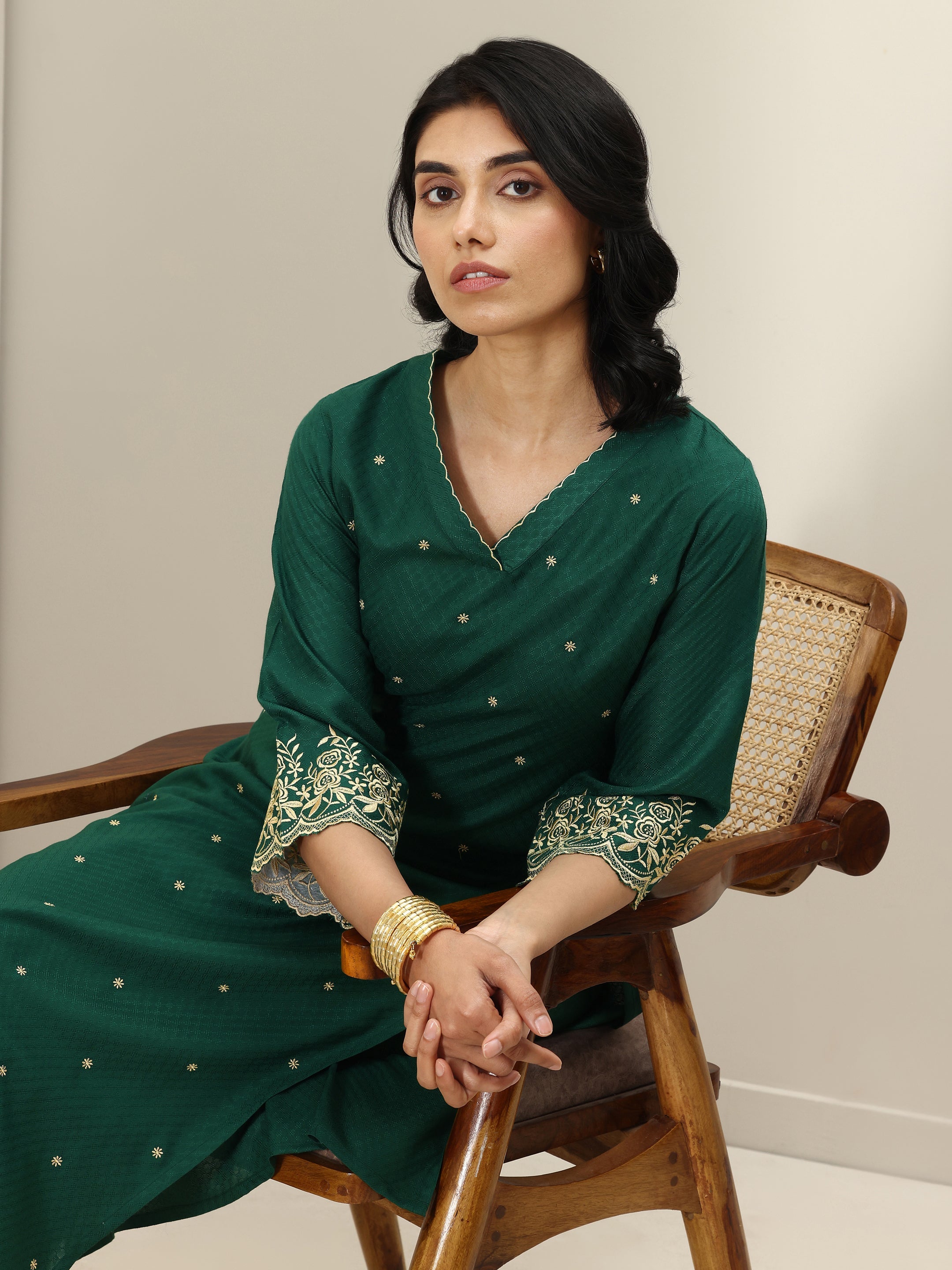 libas Green Self Design Rayon Straight Kurta Set-picture-19
