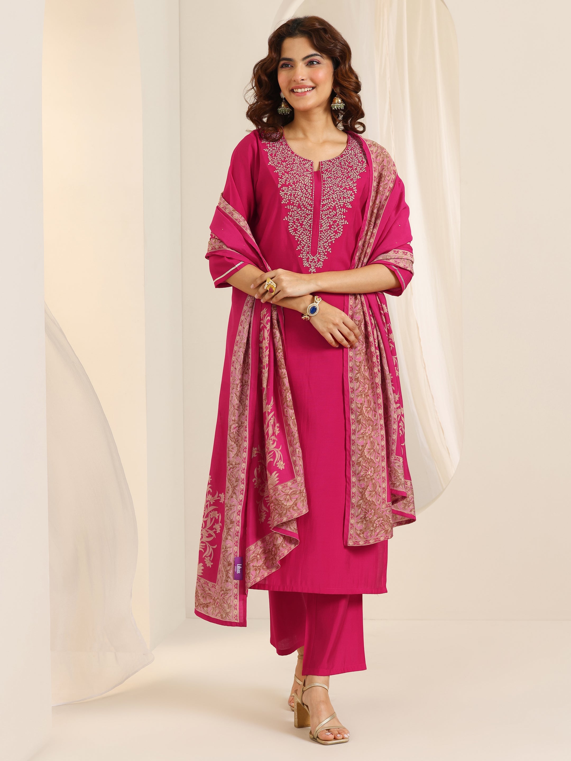 libas Pink Yoke Design Viscose Rayon Straight Suit Set With Dupatta-picture-23