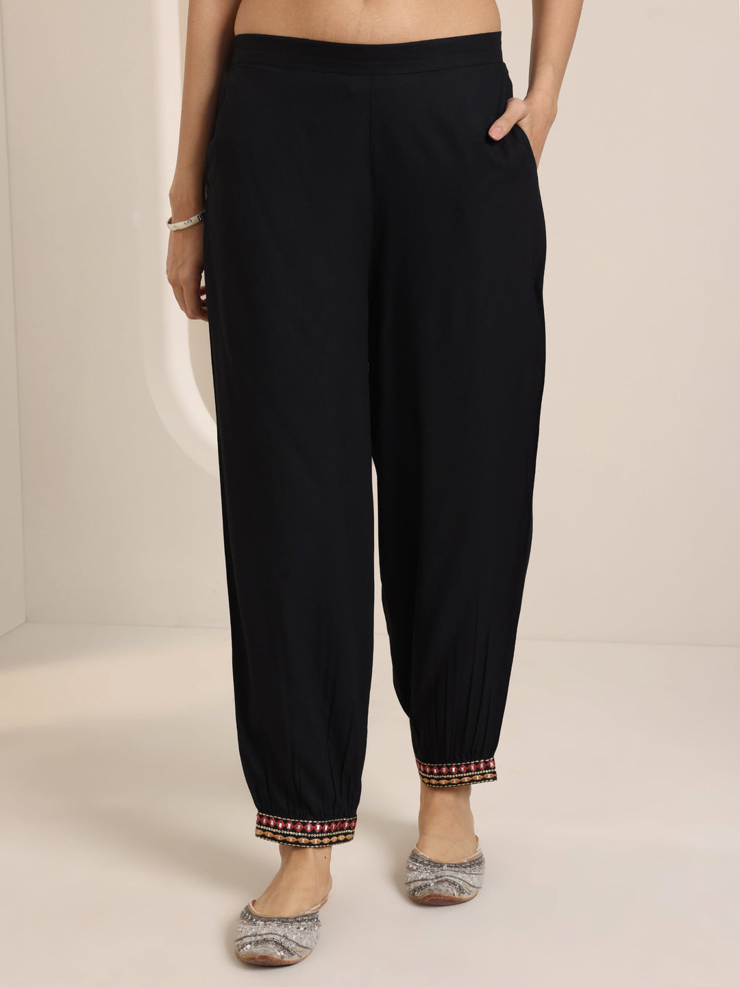  Black Embroidered Viscose Rayon Straight Suit Set With Dupatta 