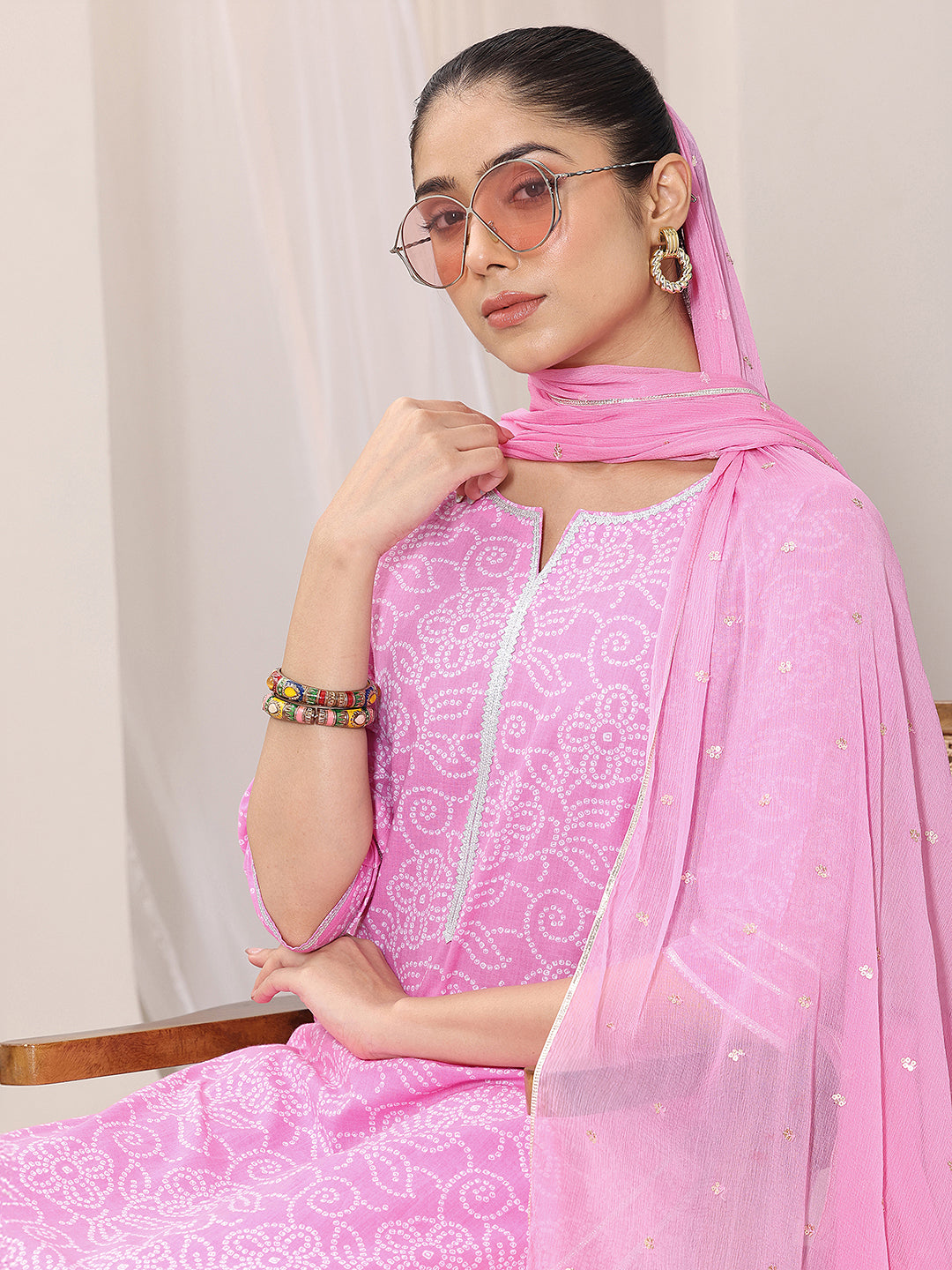 libas Pink Printed Cotton Straight Suit Set With Dupatta-picture-52