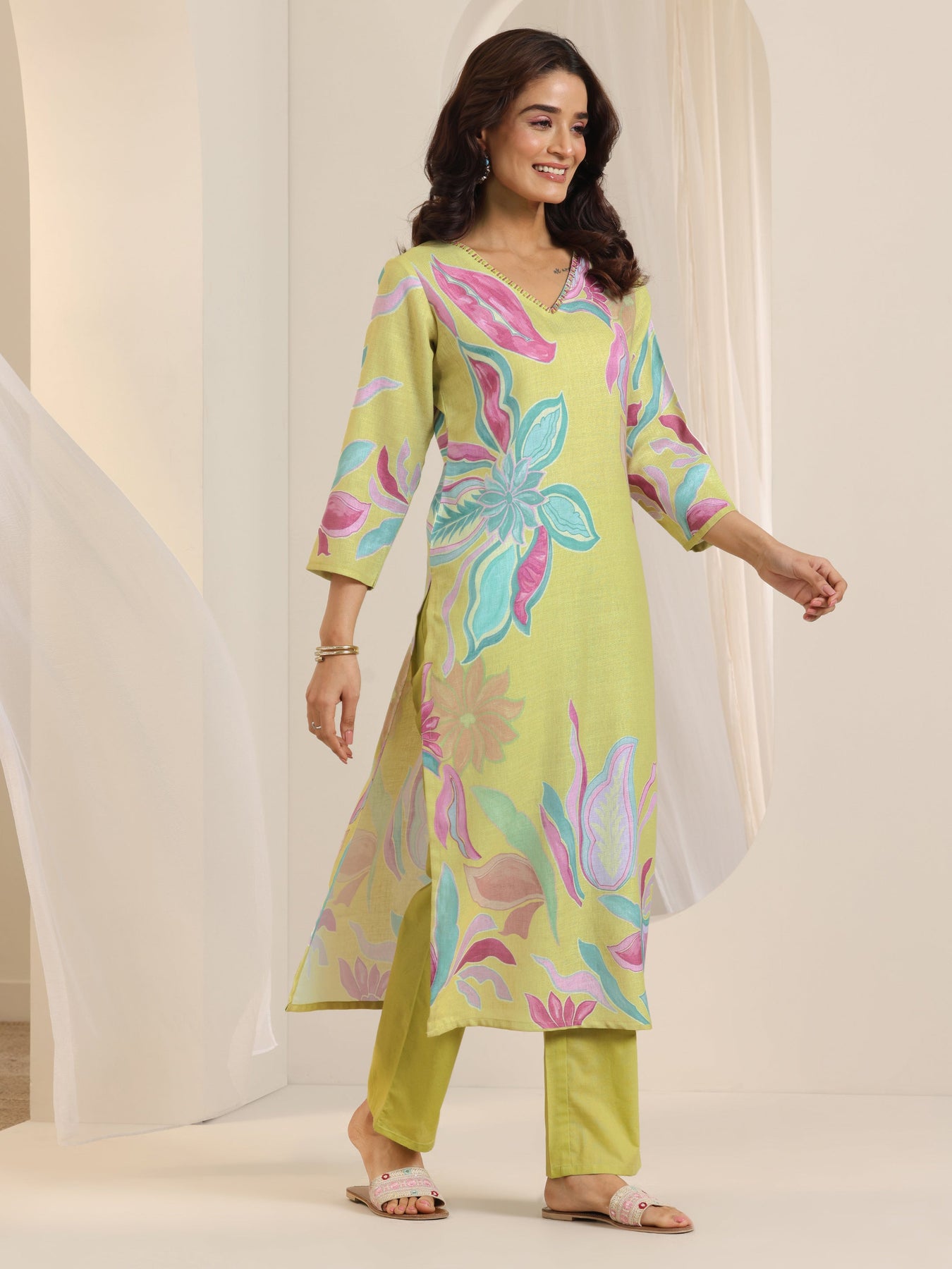 Libas Collection Shop Buy Libas Multi Printed Cotton Blend Straight Suit Set With Dupatta ...