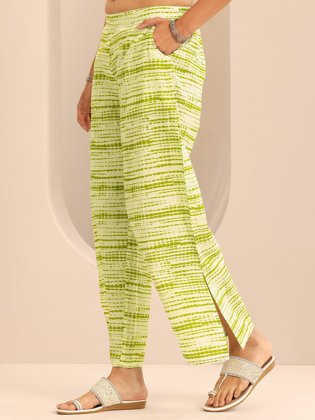  Green Printed Cotton Straight Suit Set With Dupatta 
