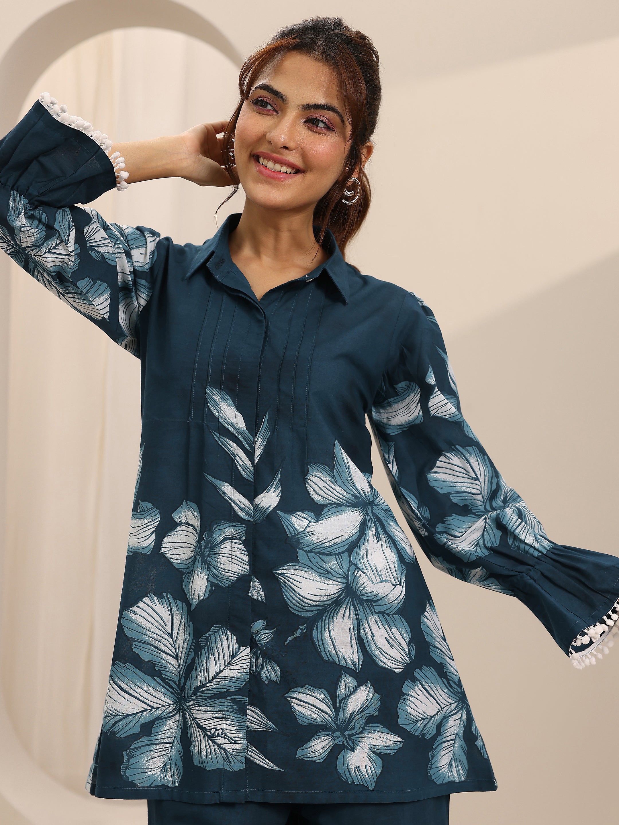 Blue Printed Cotton Co-Ord Sets-image-36