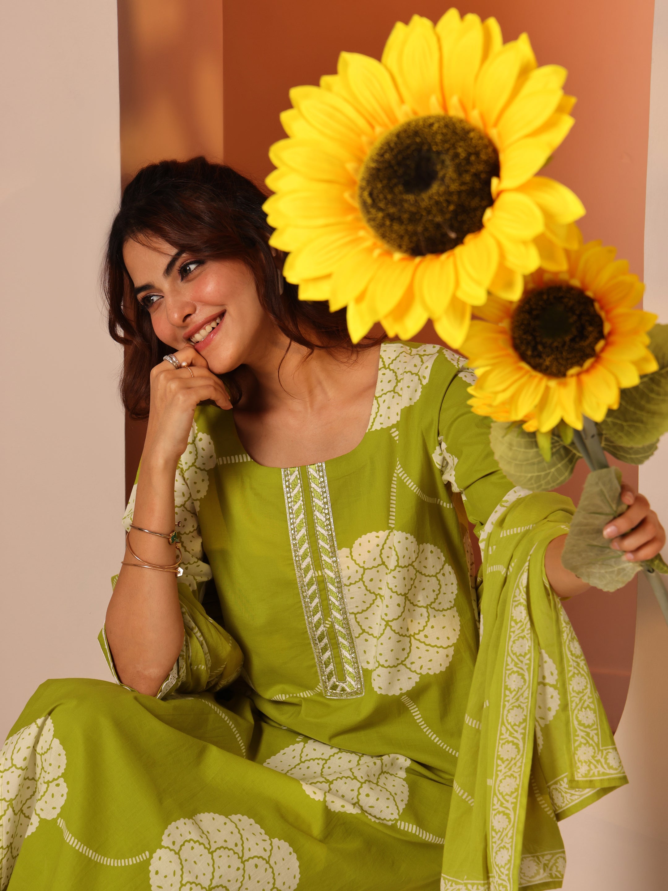 libas Green Printed Cotton Straight Suit Set With Dupatta-picture-18