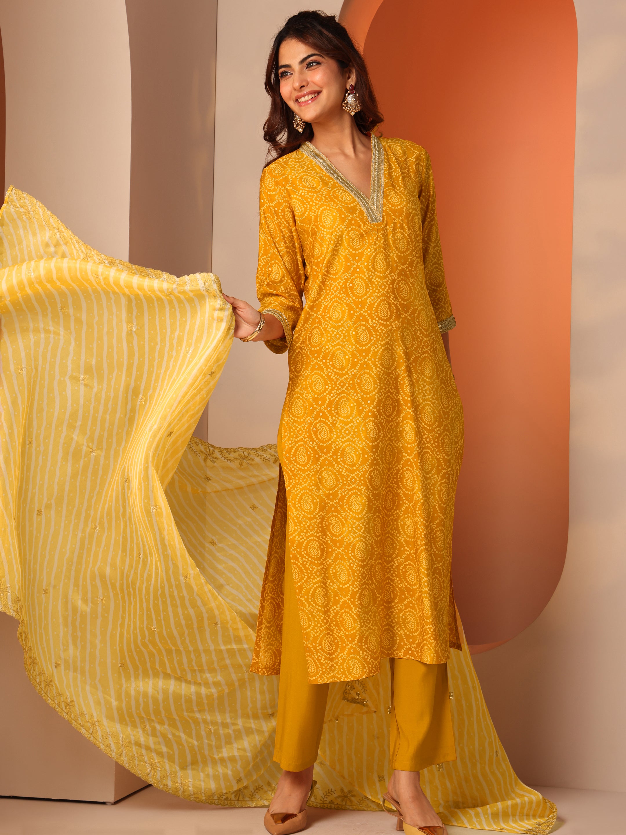 libas Yellow Printed Silk Blend Straight Suit Set With Dupatta-picture-35