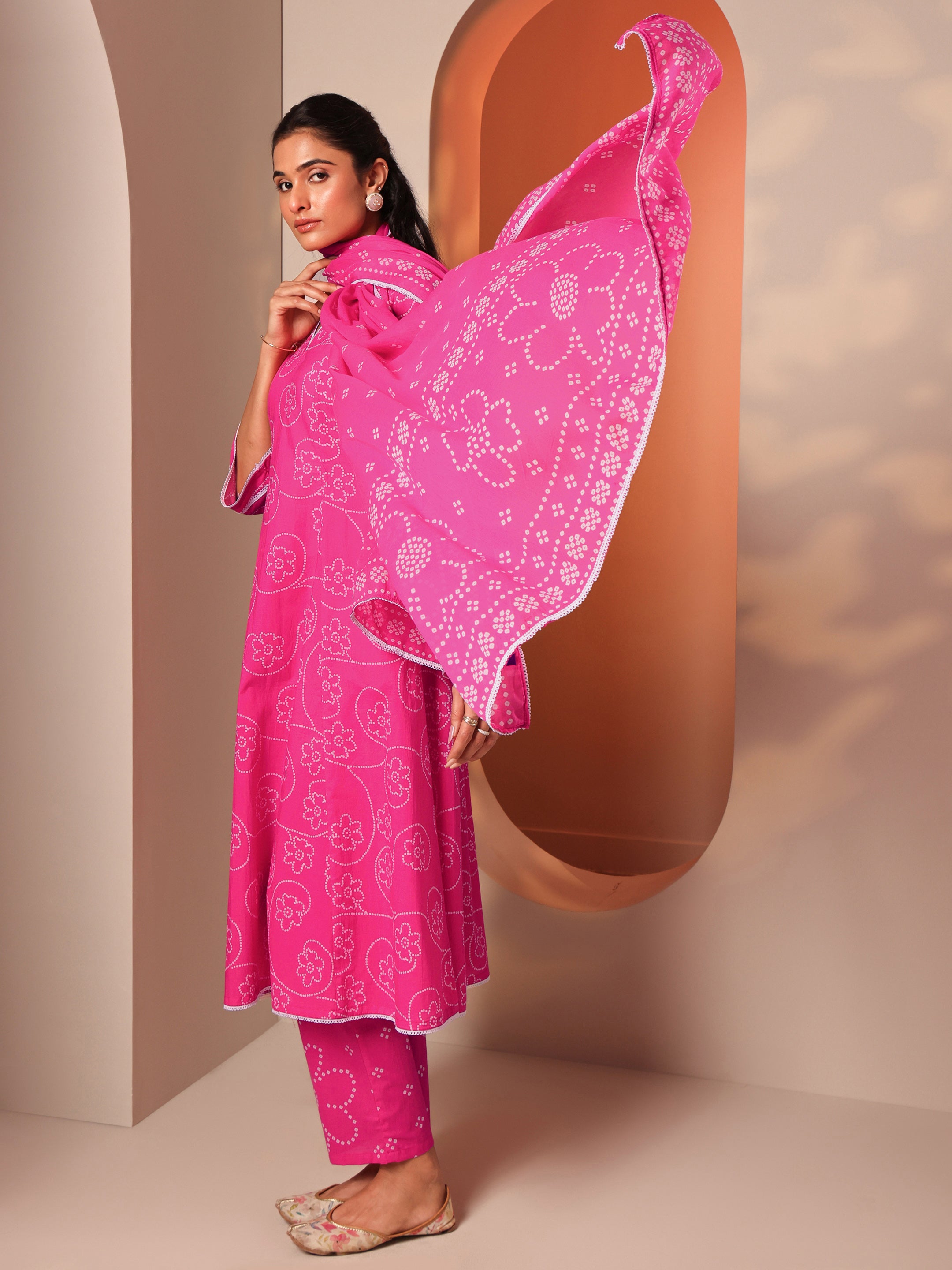libas Pink Printed Cotton A-Line Suit Set With Dupatta-picture-29