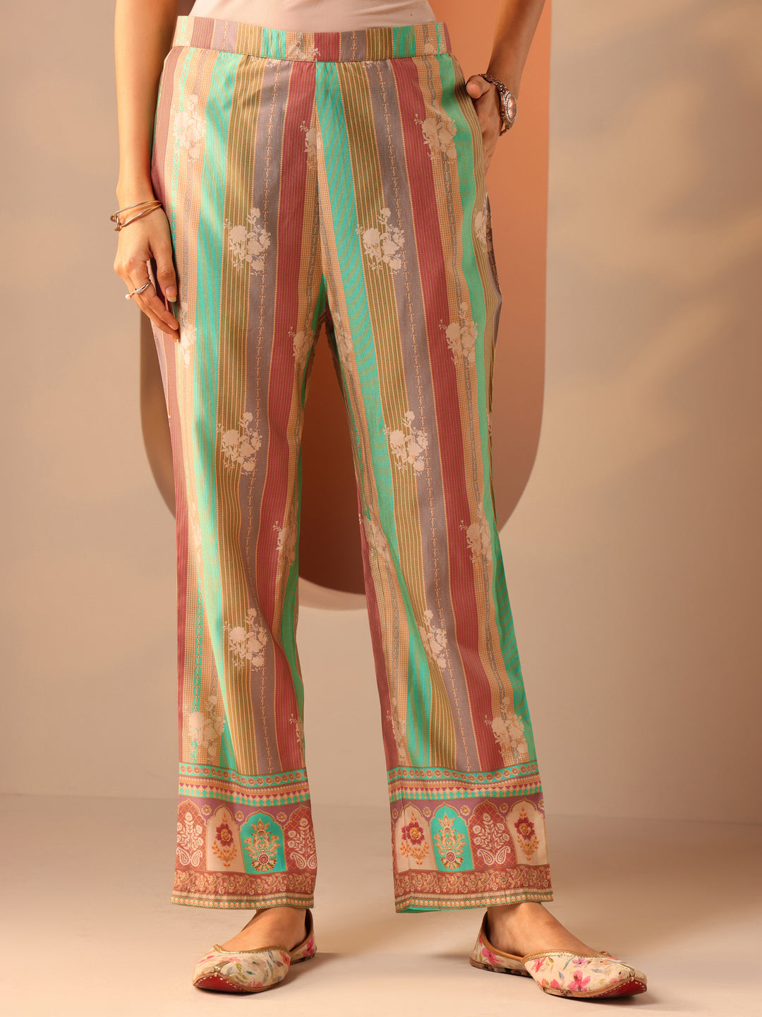 Multi Printed Silk Blend Straight Suit Set With Dupatta 