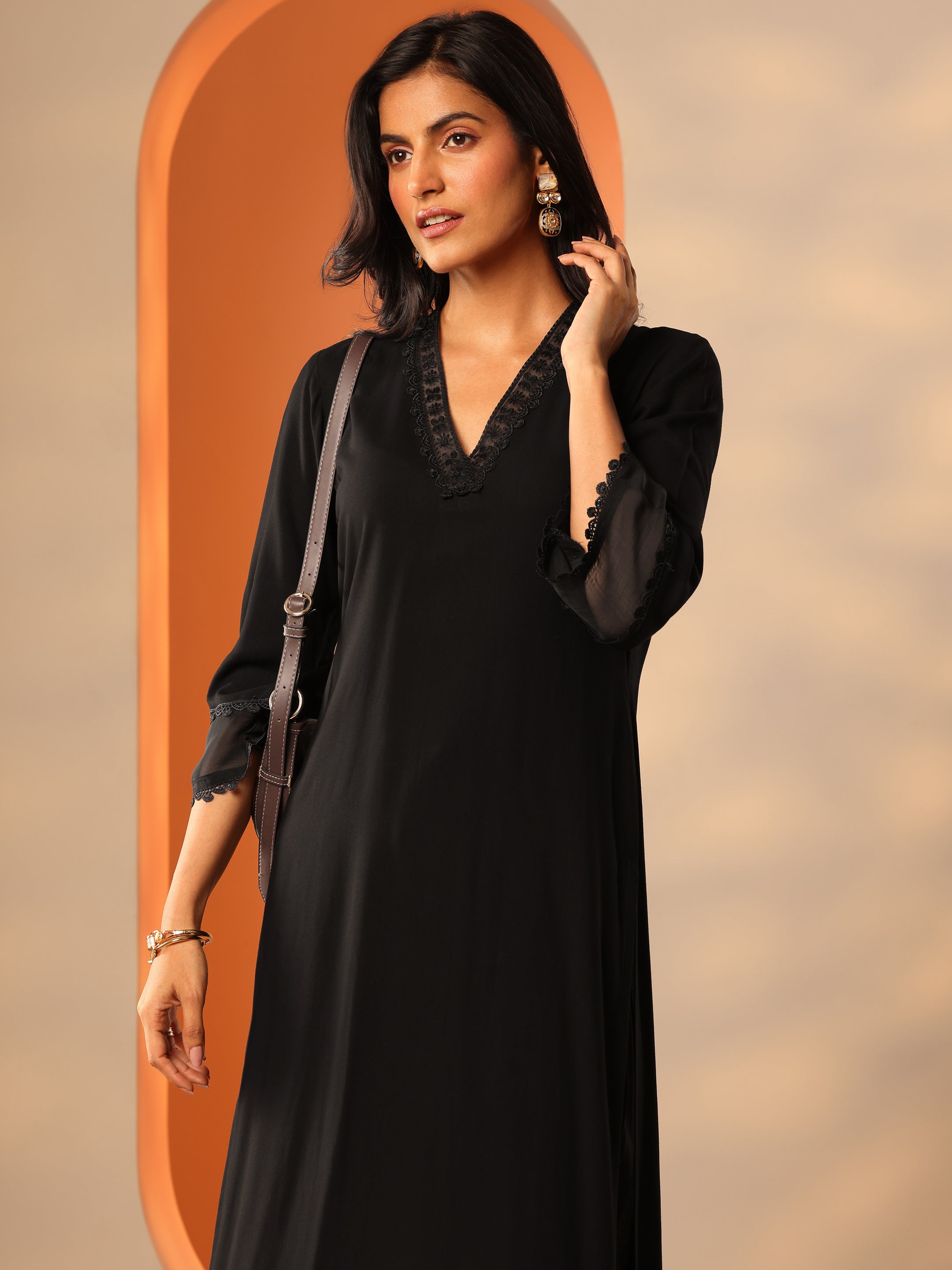 Black Embellished Rayon Co-Ord Sets-image-30