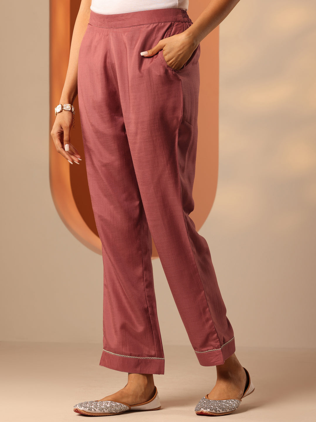  Brown Printed Rayon Straight Kurta Set 