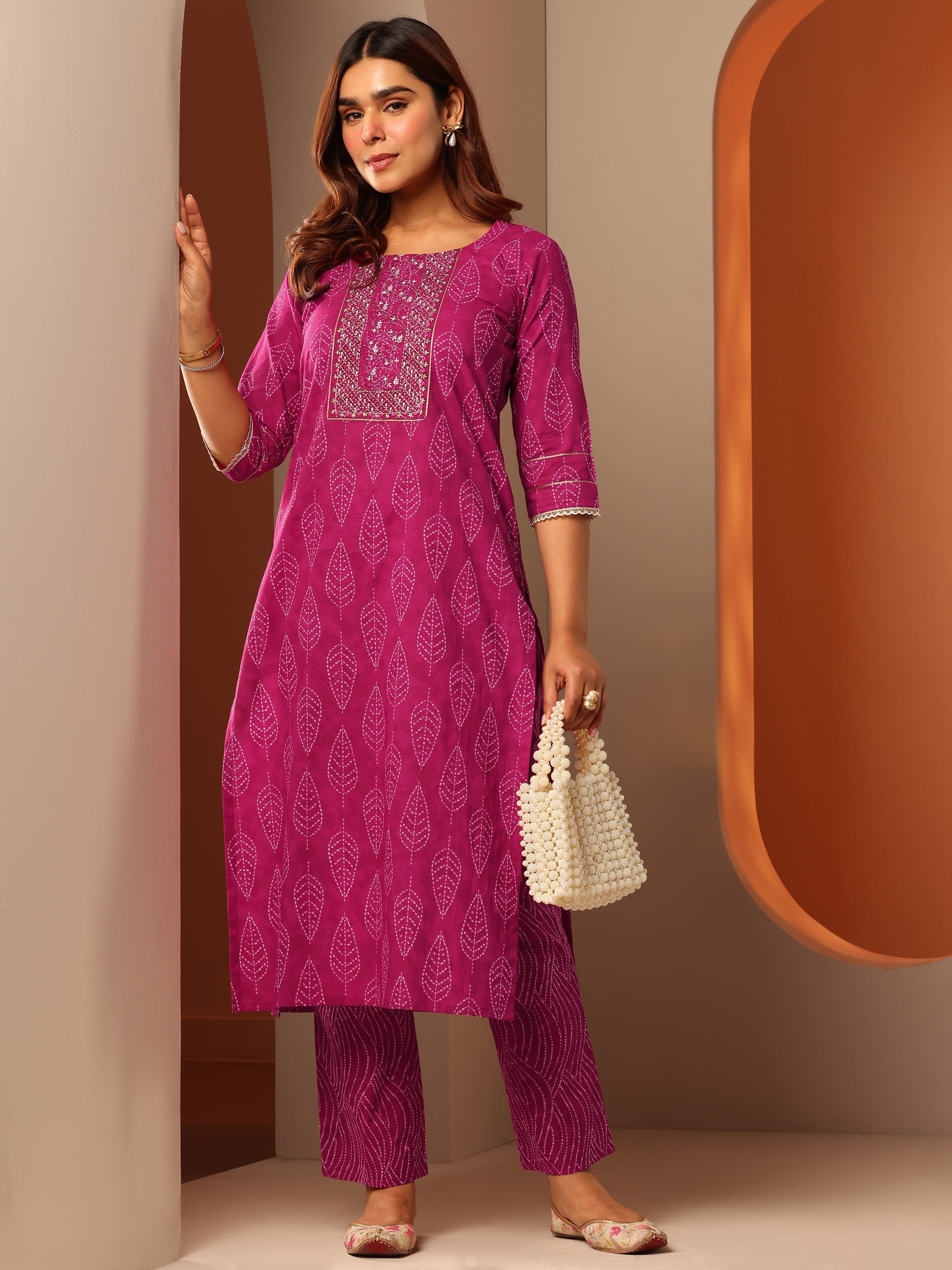 libas Pink Printed Cotton Straight Kurta Set-picture-46