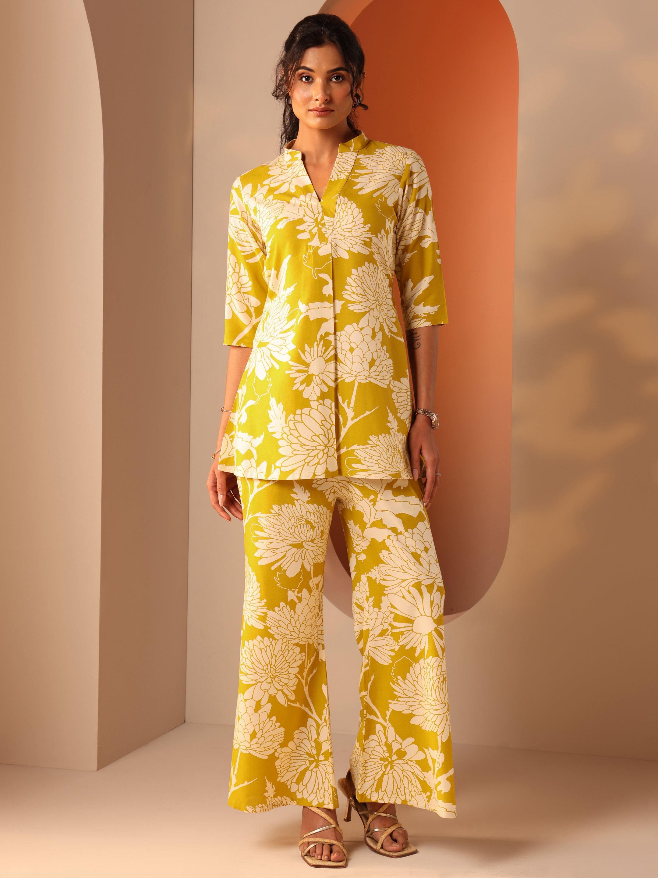 Buy Yellow Printed Rayon Co-Ord Sets Online at Rs.999 | Libas