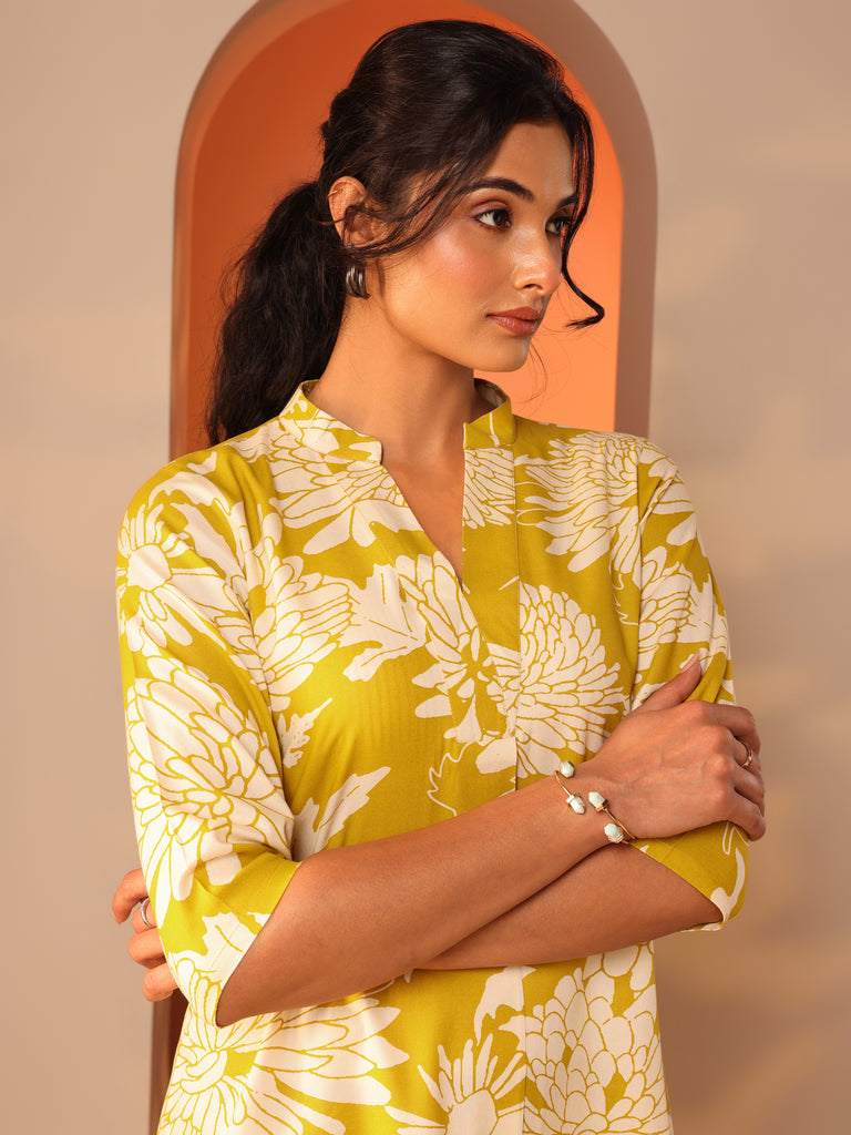 Libas Yellow Printed Rayon Co-Ord Sets