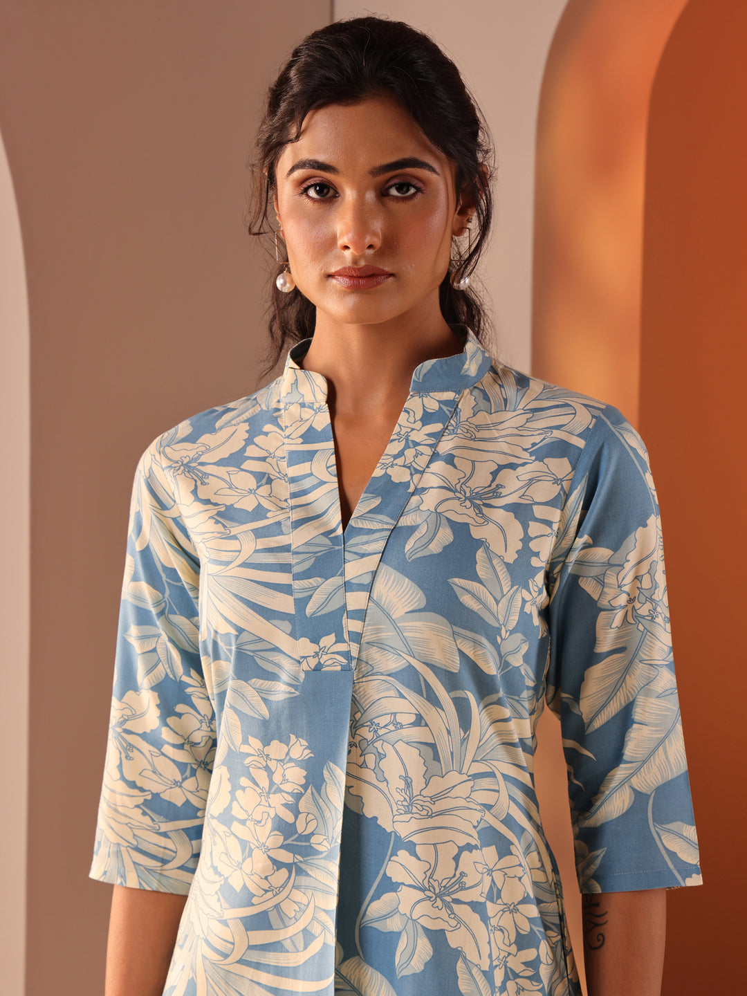  Blue Printed Rayon Straight Co-Ord Sets 