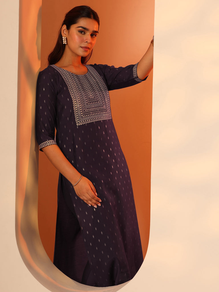 Gerua Burgundy Embellished Silk Blend Straight Kurta Set