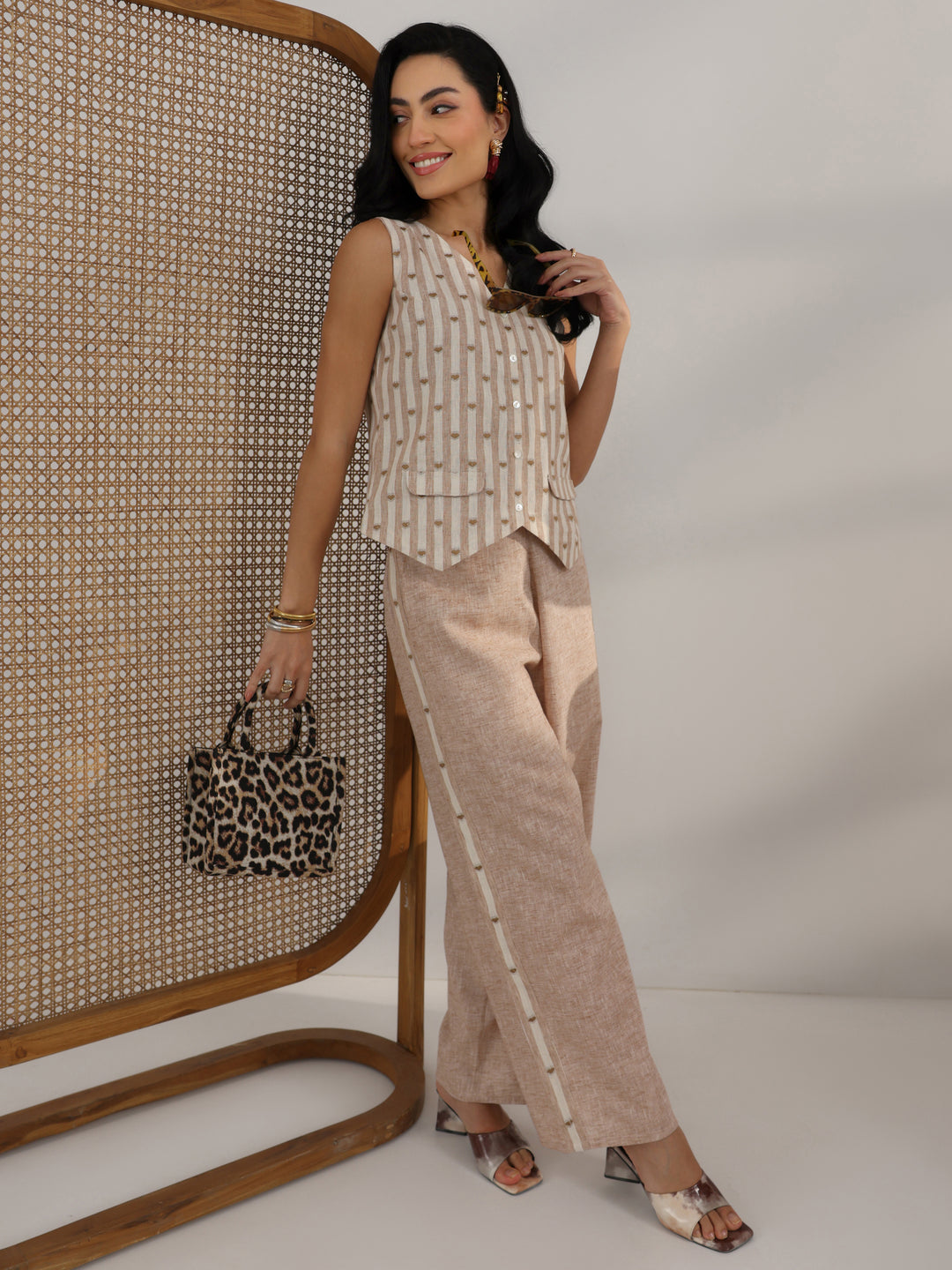 Brown Striped Printed Co-Ord Set