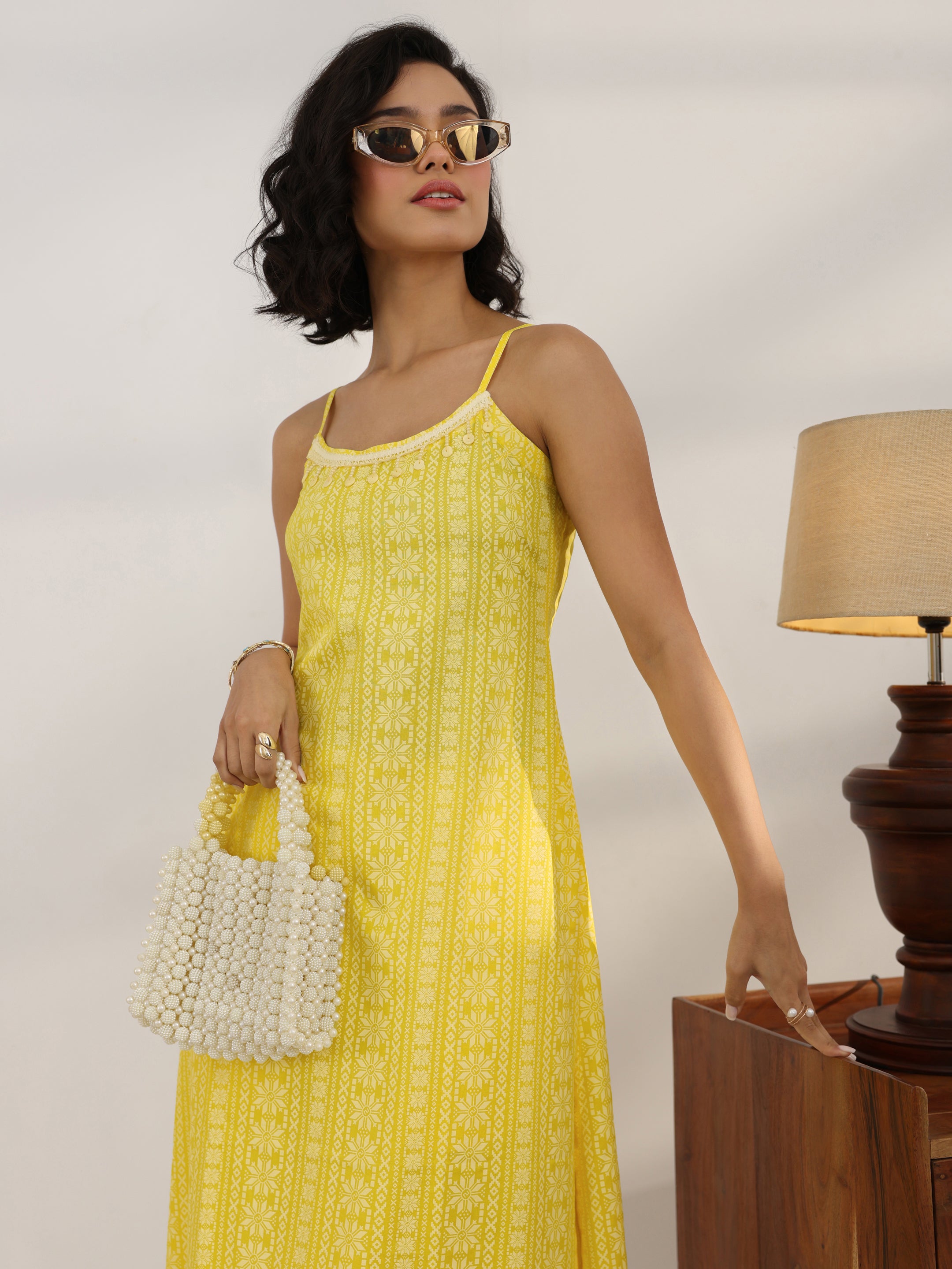 libas Yellow Printed Rayon A-Line Kurta Set-picture-20
