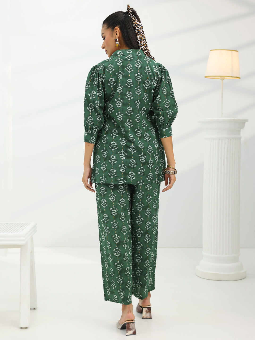  Green Printed Cotton Co-Ord Set 