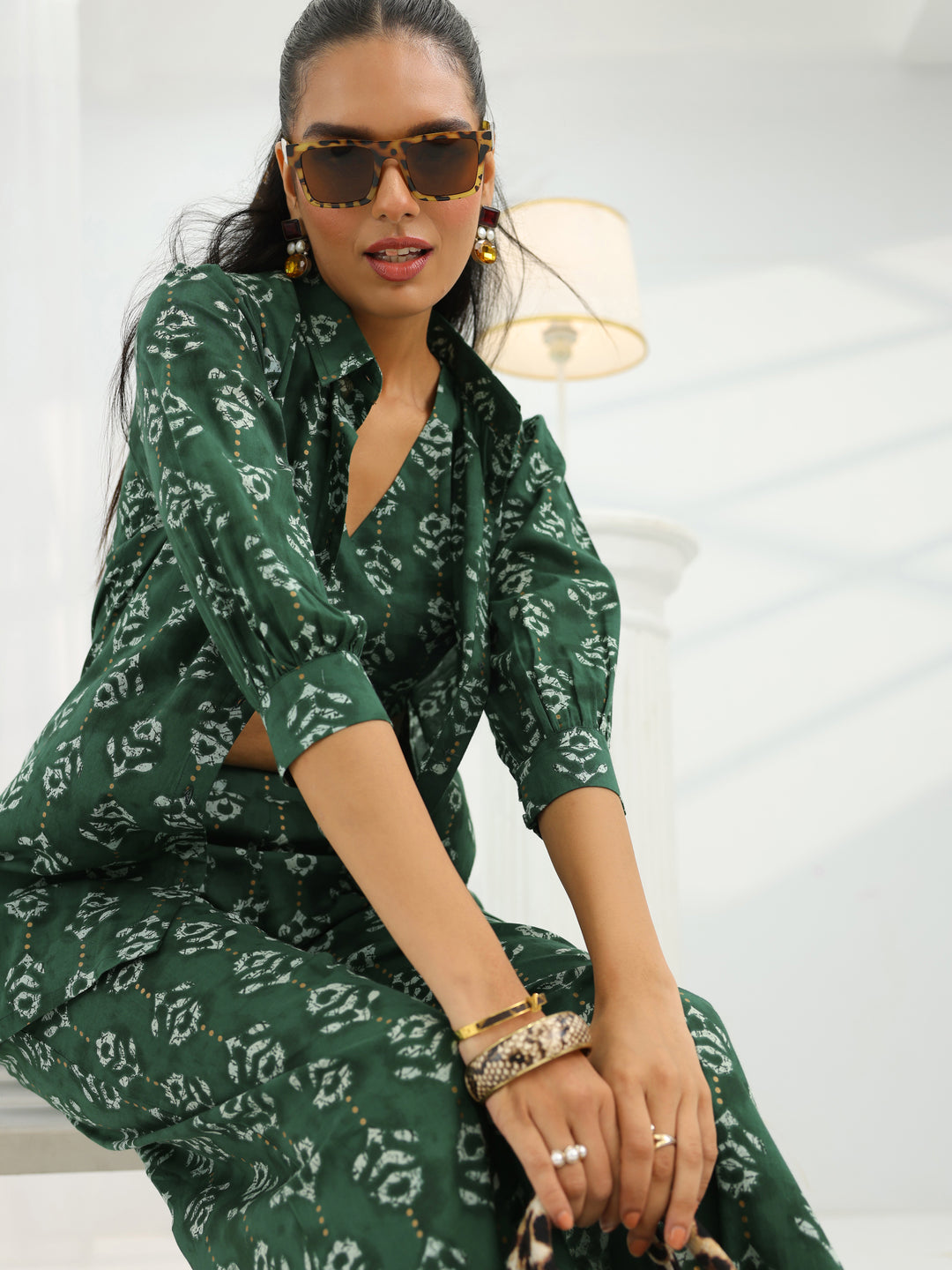  Green Printed Cotton Co-Ord Set 