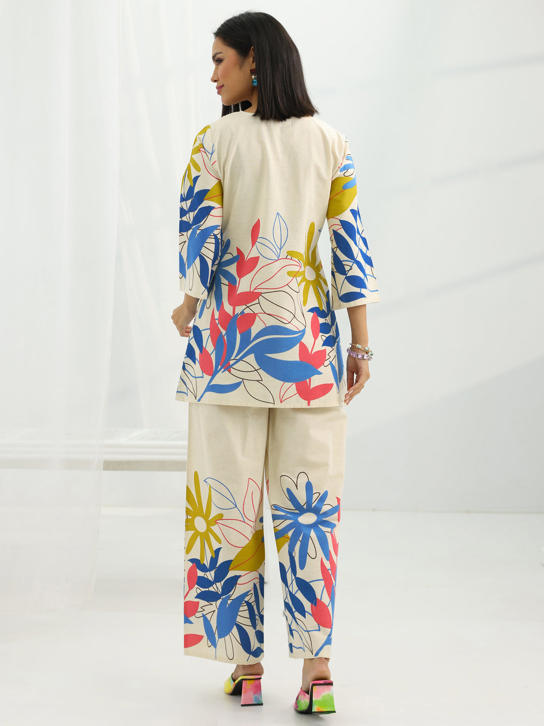  Off White Printed Cotton Co-Ord Sets 