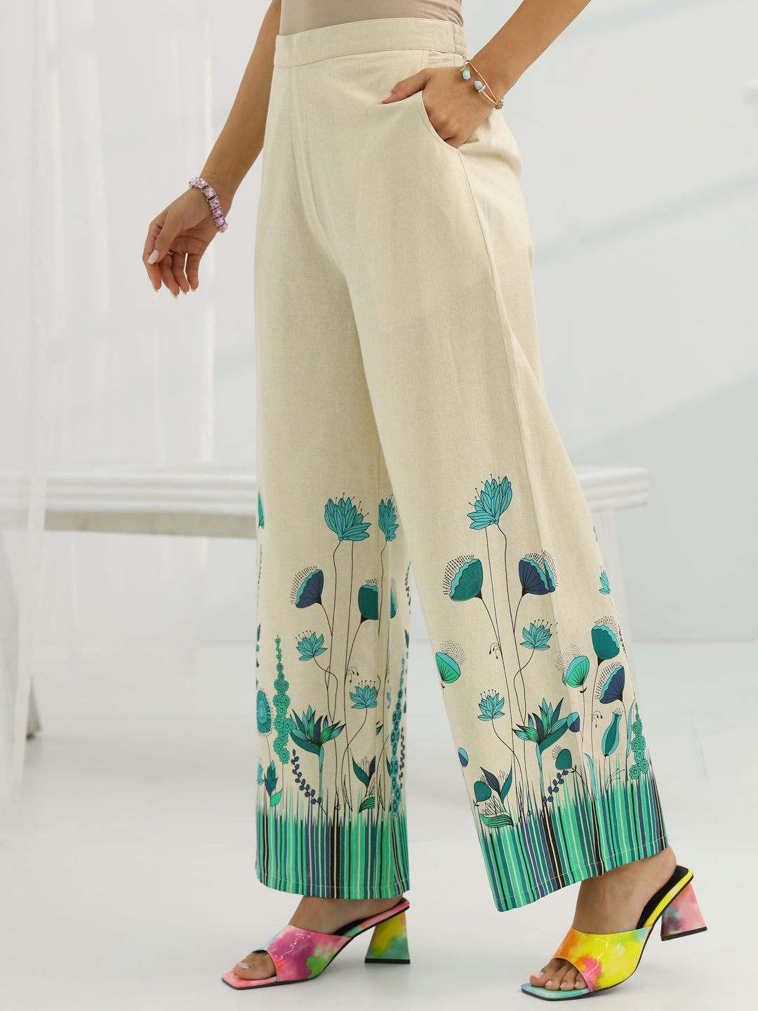  Off White Printed Cotton Co-Ord Sets 