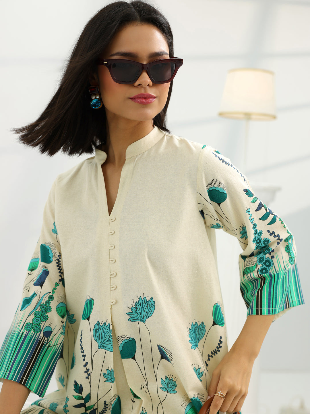  Off White Printed Cotton Co-Ord Sets 