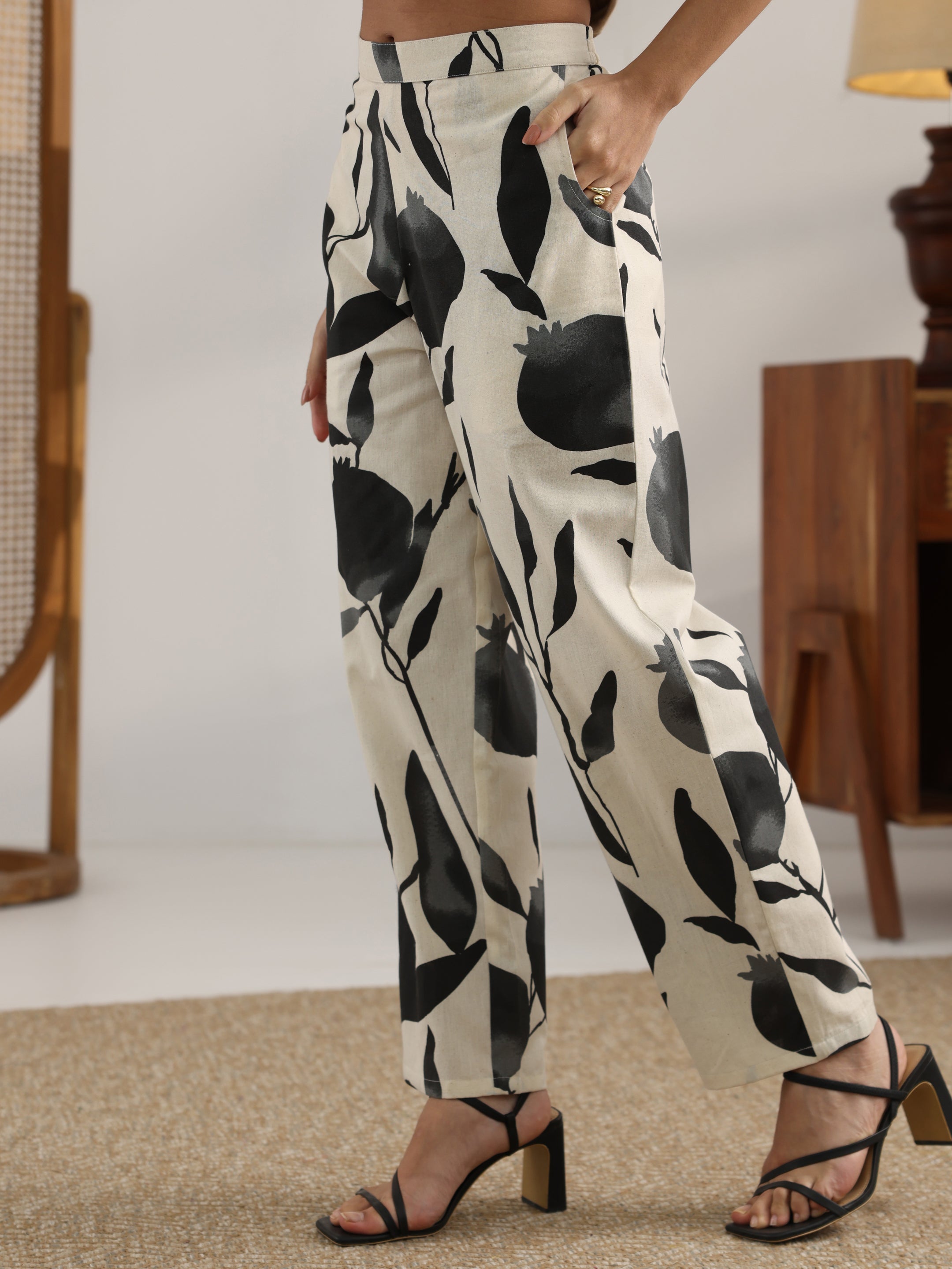 Buy Off White Printed Cotton Straight Co-Ord Sets Online at Rs.779