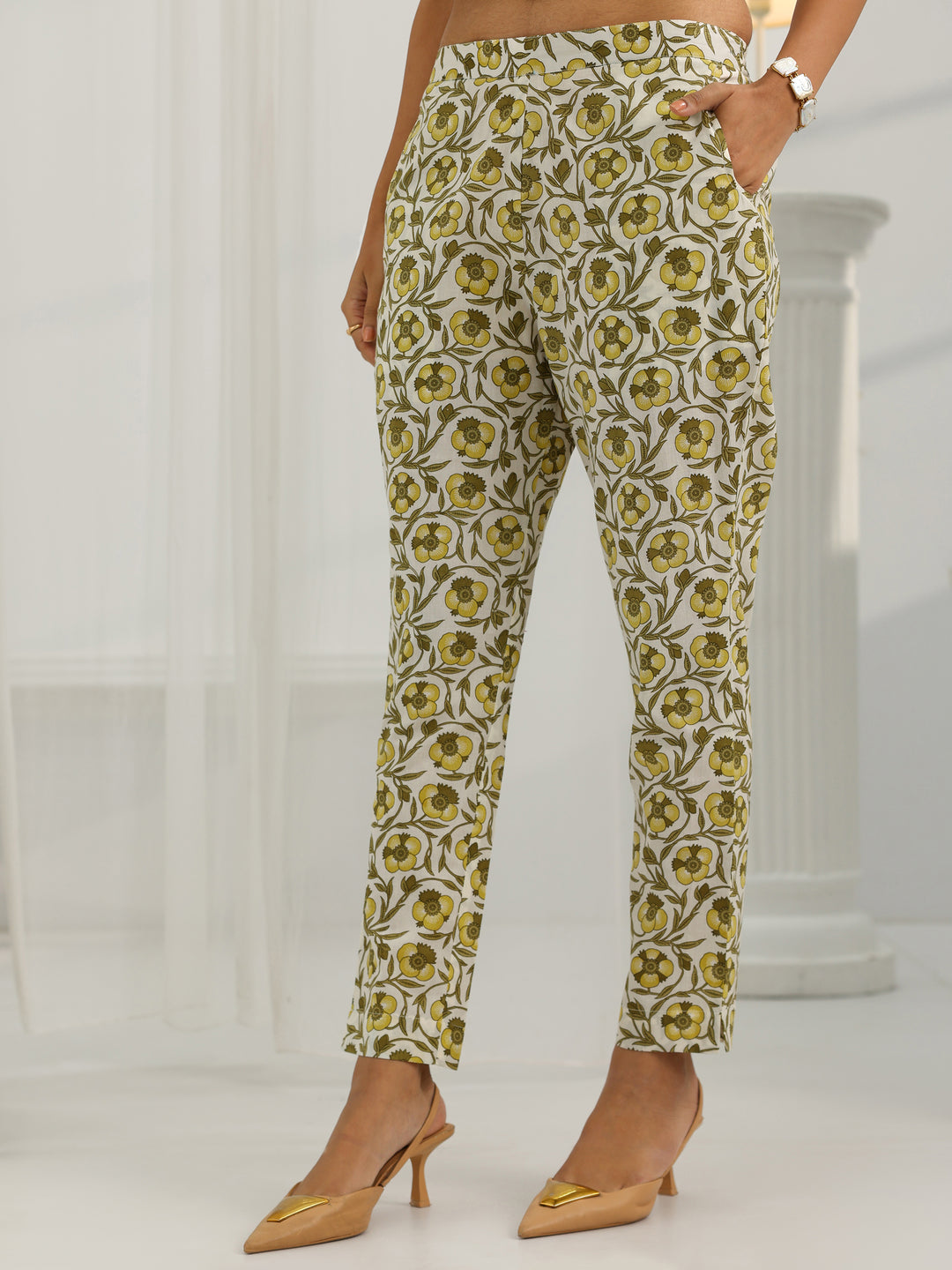  Off White Printed Cotton Straight Suit Set With Dupatta 
