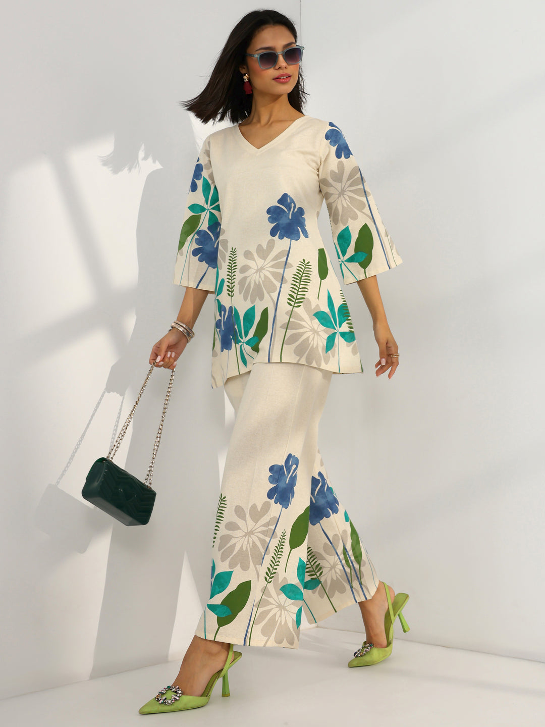  Off White Printed Cotton Co-Ord Sets 