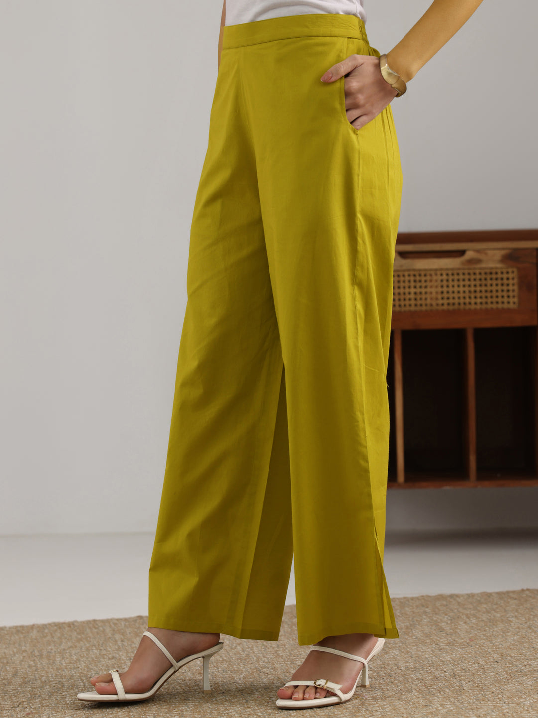  Green Printed Cotton Straight Suit Set With Dupatta 