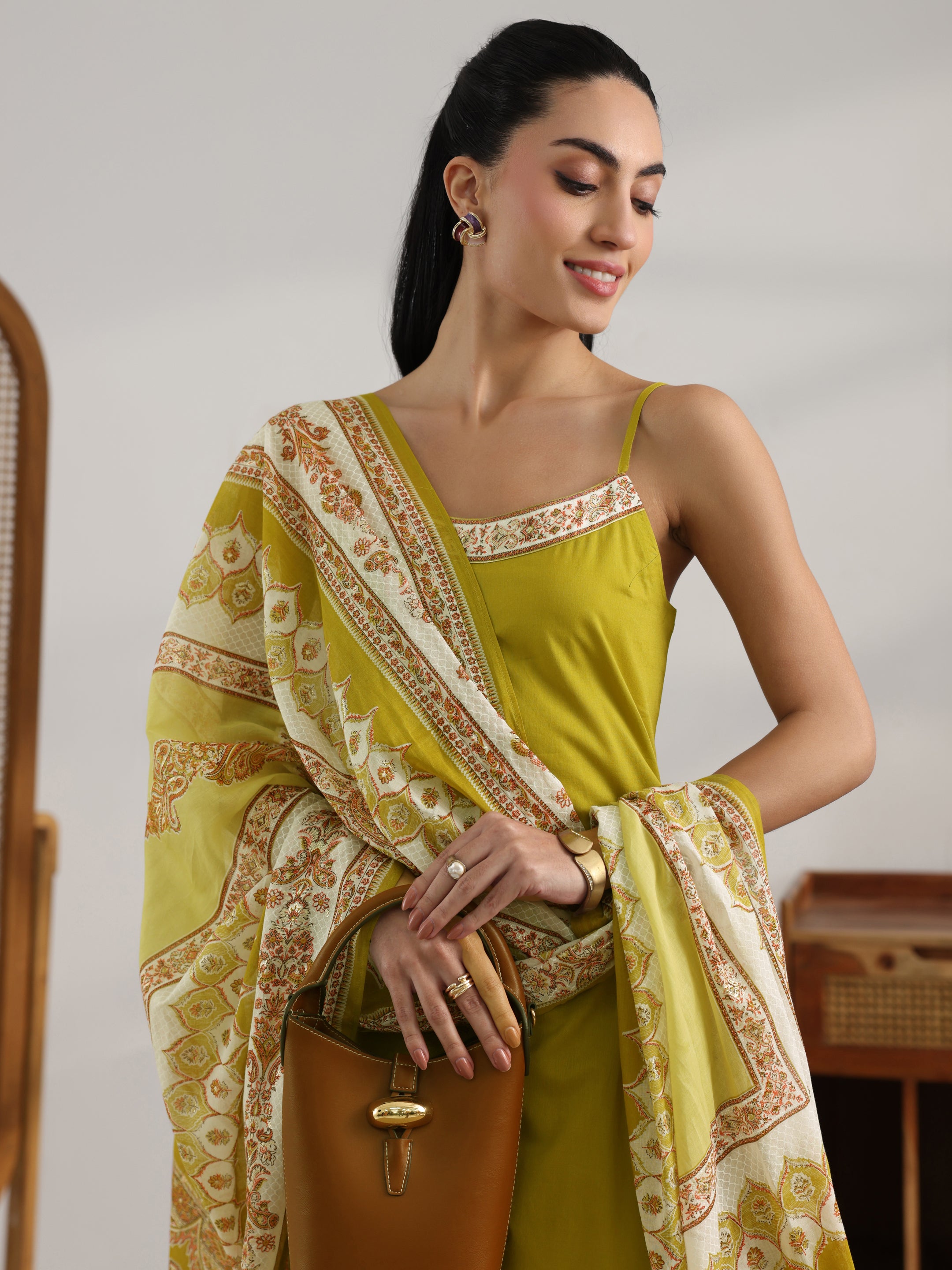 libas Green Printed Cotton Straight Suit Set With Dupatta-picture-58