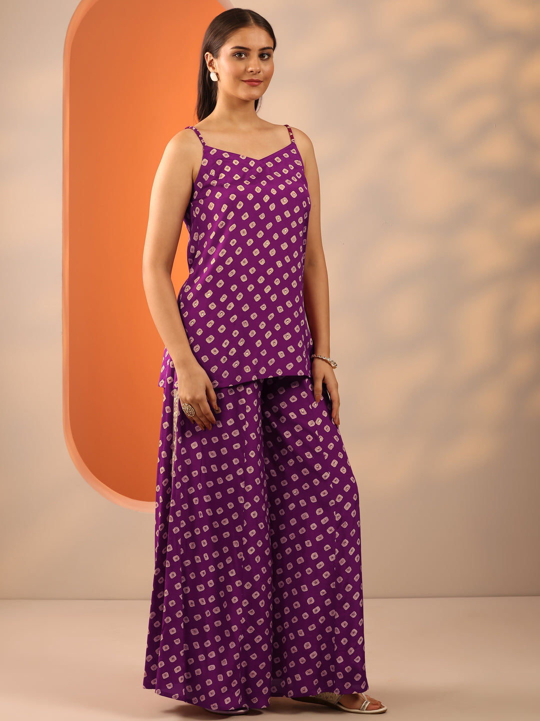  Purple Bandhani Printed Co-Ord Set 