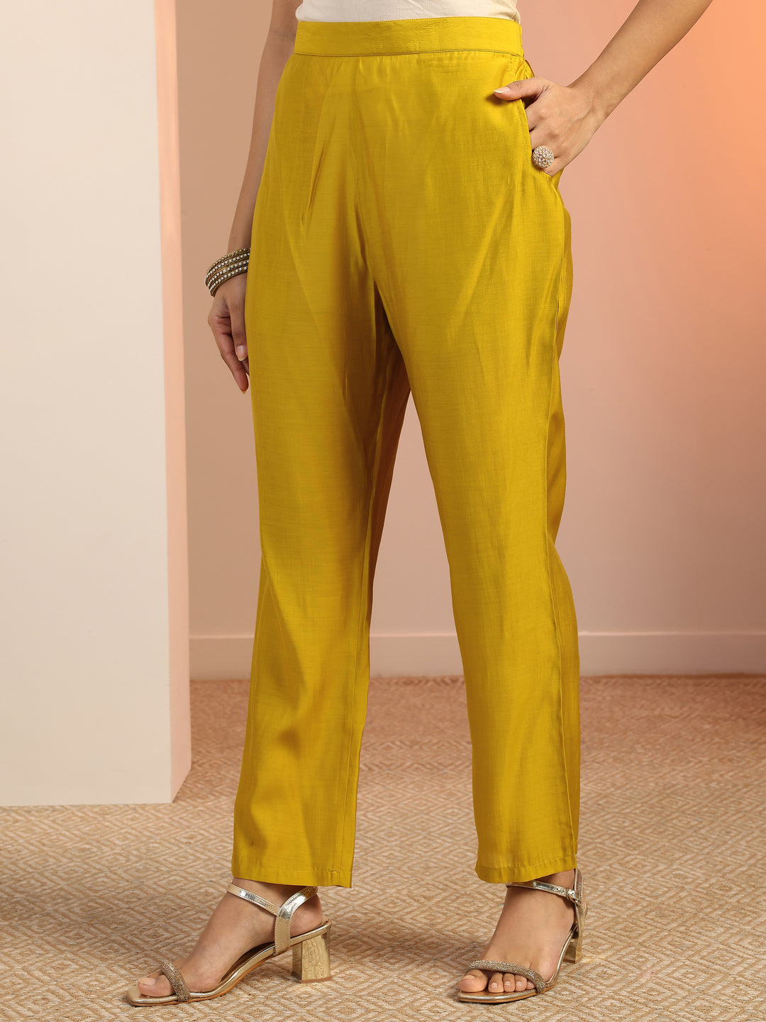  Mustard Embellished Silk Blend Anarkali Suit Set With Dupatta 