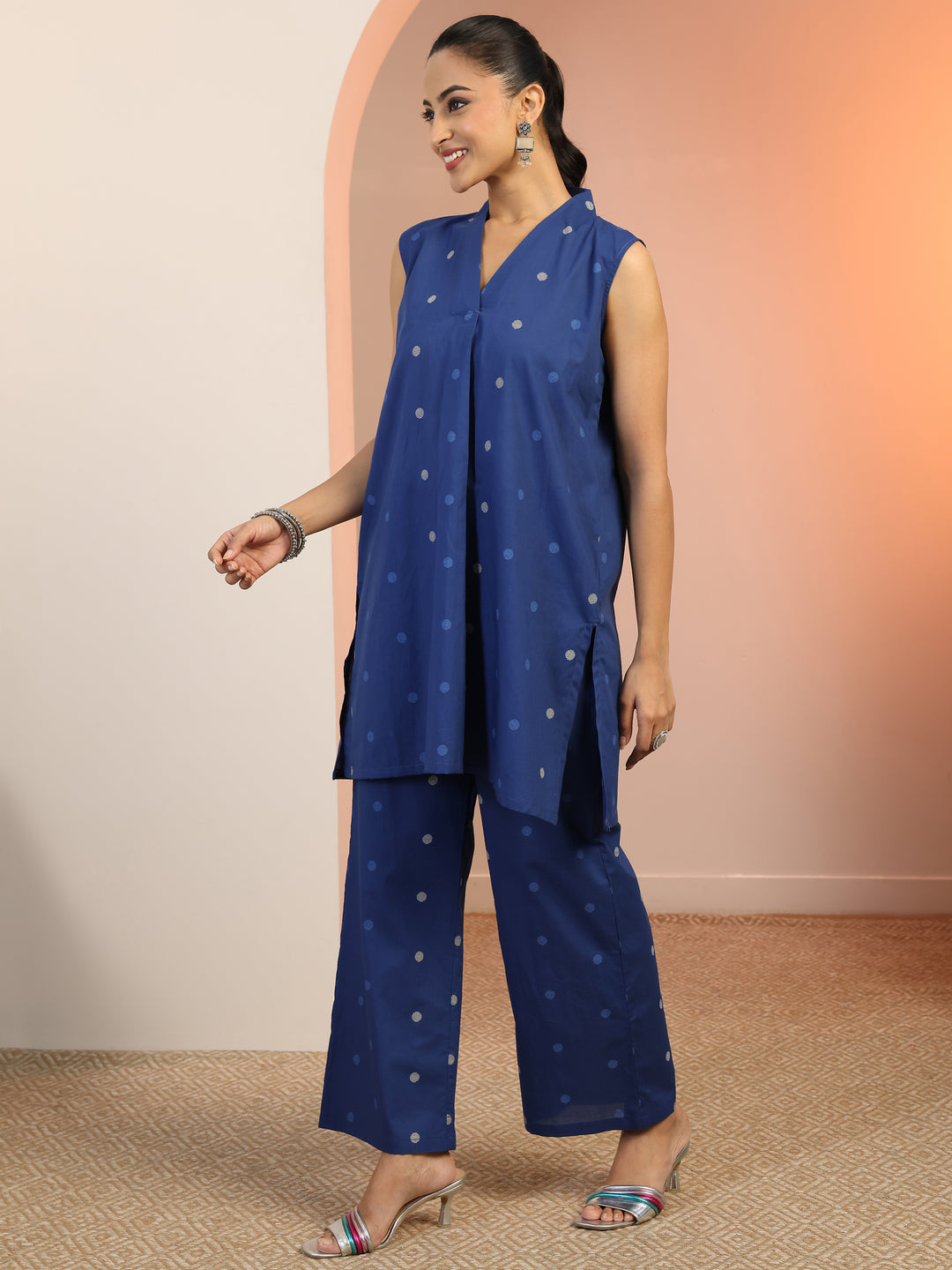  Blue Geometric Printed Co-Ord Set 